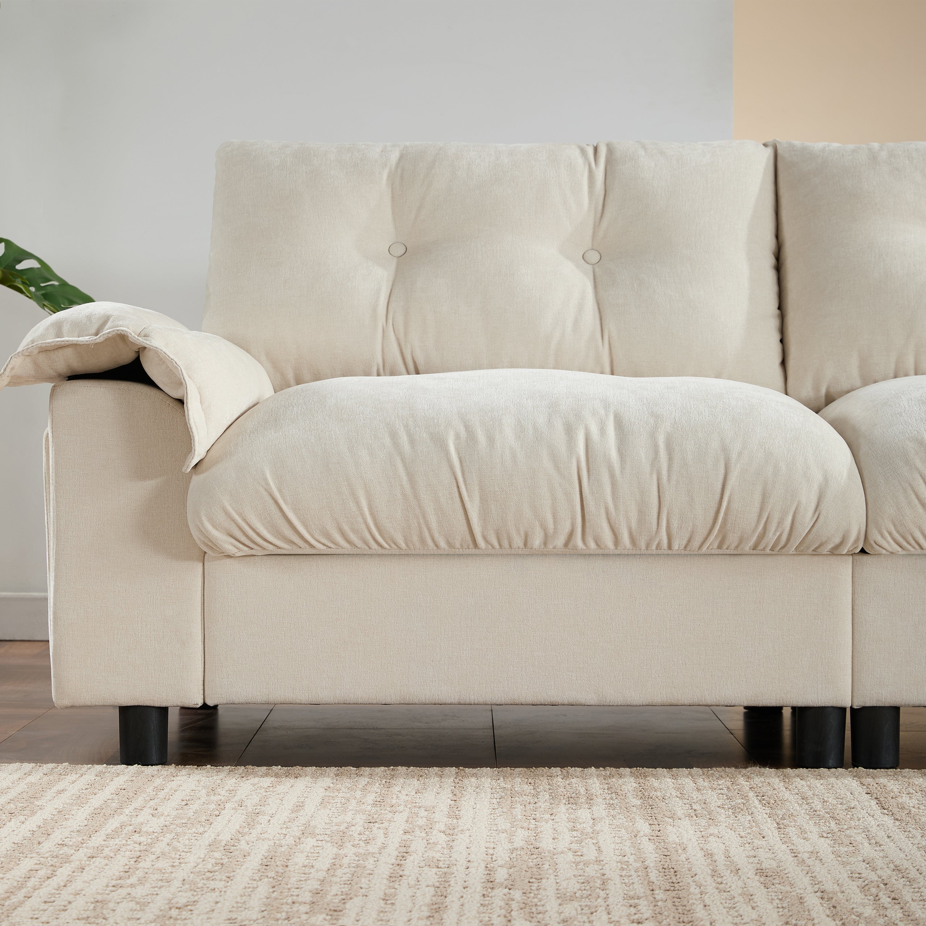 104" L-Shape Sectional Sofa | Modern Couch with USB, Storage & Ottoman