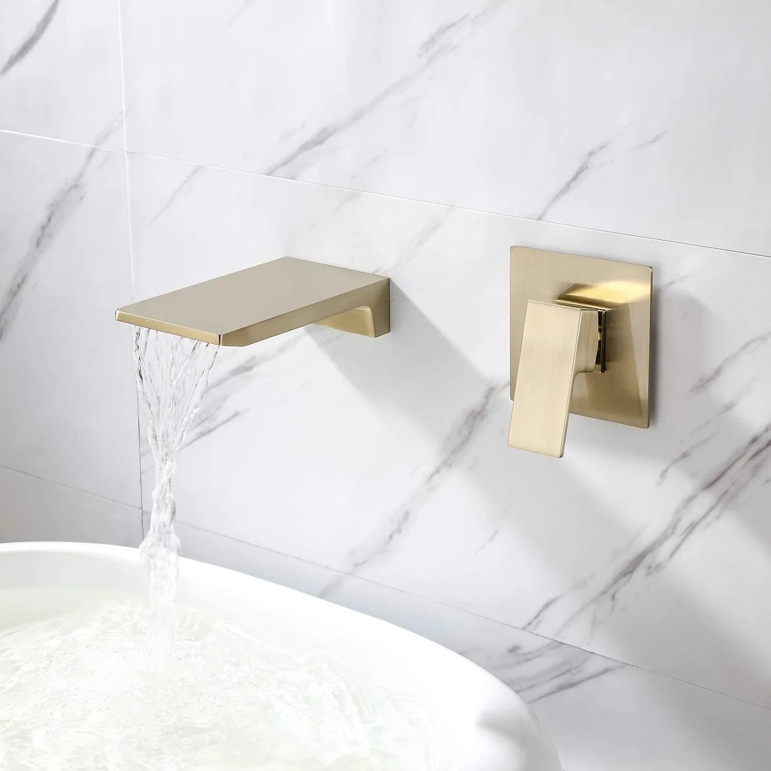 Single Handle Wall Mount Waterfall Bathroom Sink Faucet