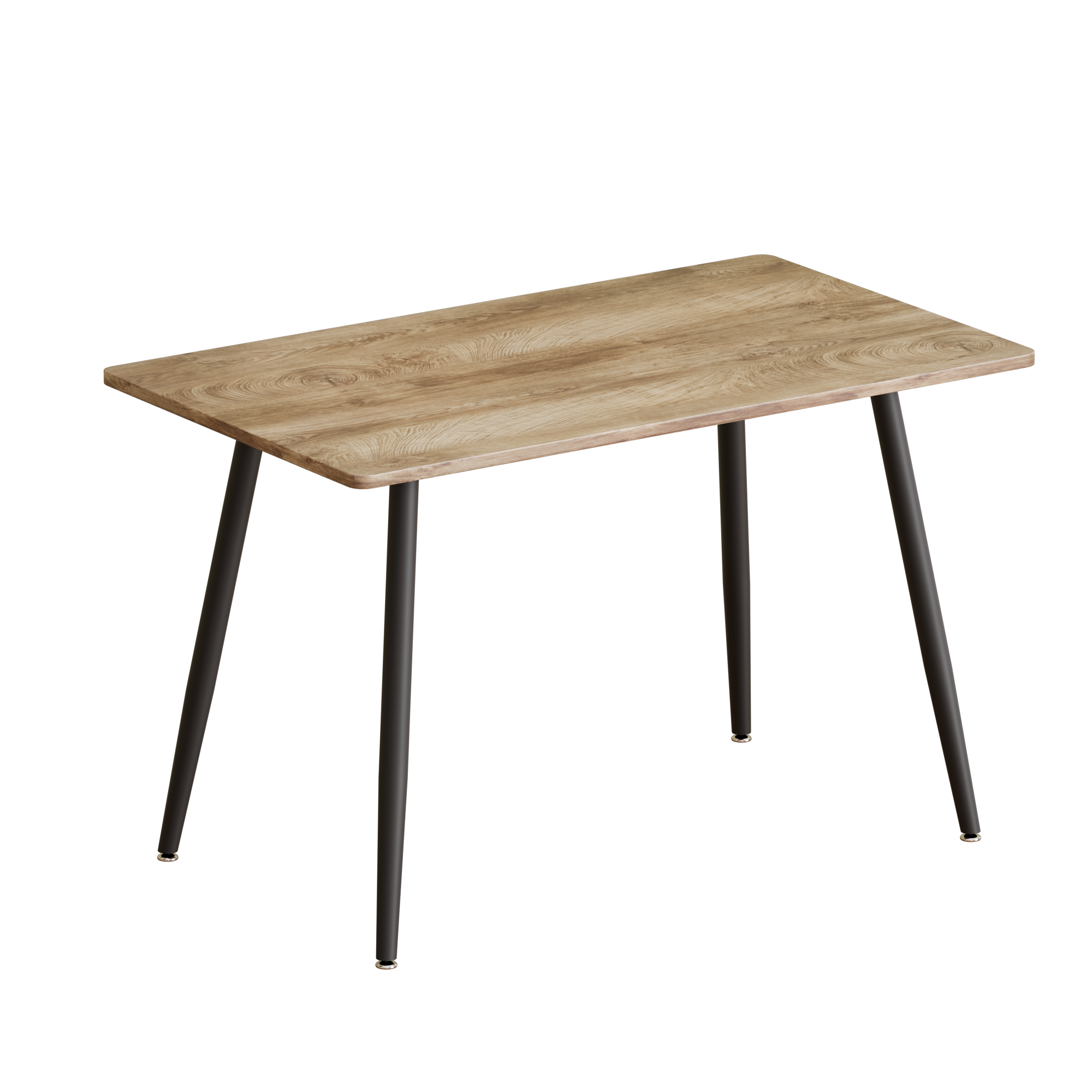 47" Modern minimalist MDF wood color dining table, black metal legs, small sized dining table, computer desk, office desk, kitchen table, for4- 6 Seat.Suitable for home & kitchen