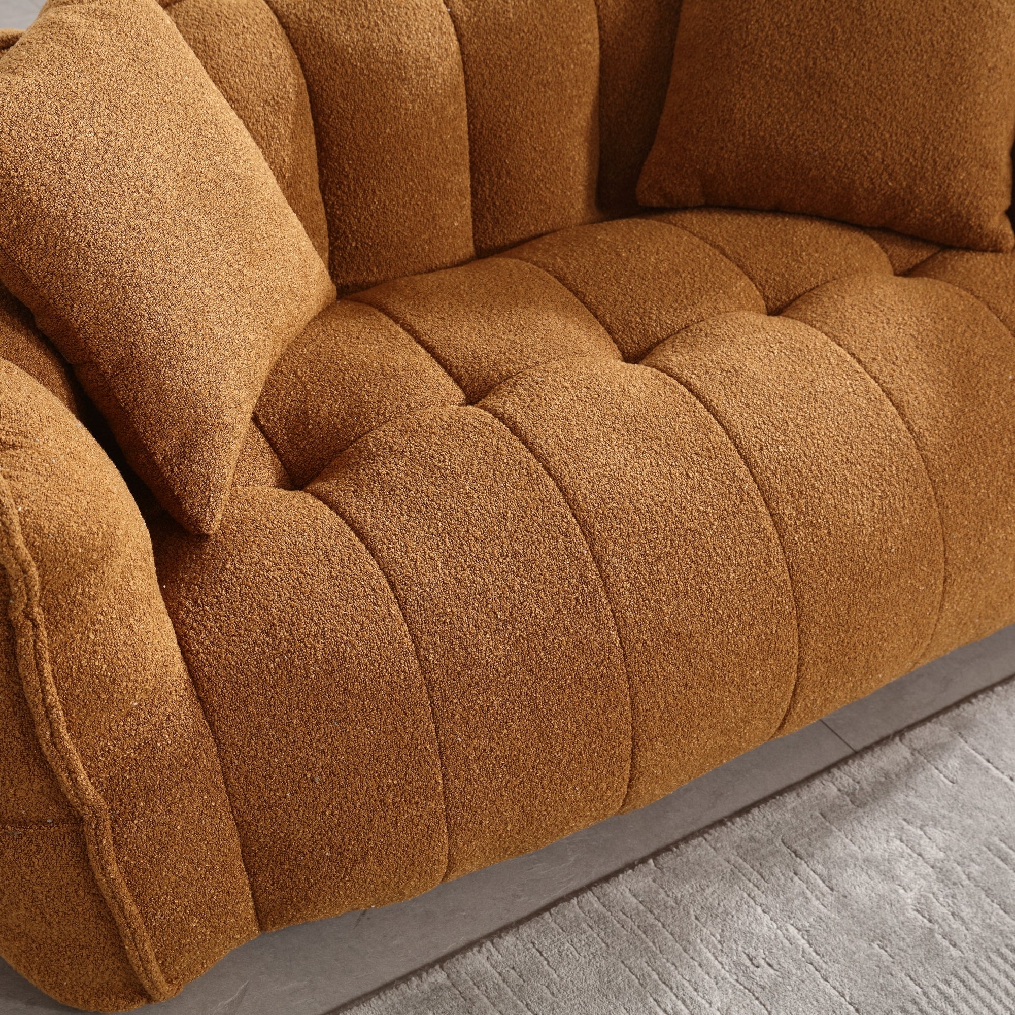 Cozy Beanbag Chair with High Resilience Foam Core for Two - Yellow Chenille, 66x35x25 inches