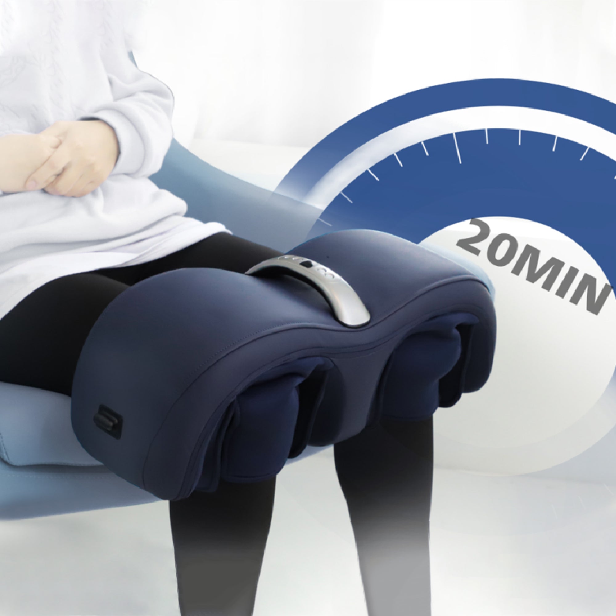 Air Pressure Knee Massager with Heat & Vibration – Adjustable Compression for Joint Pain Relief & Recovery, Dark Blue