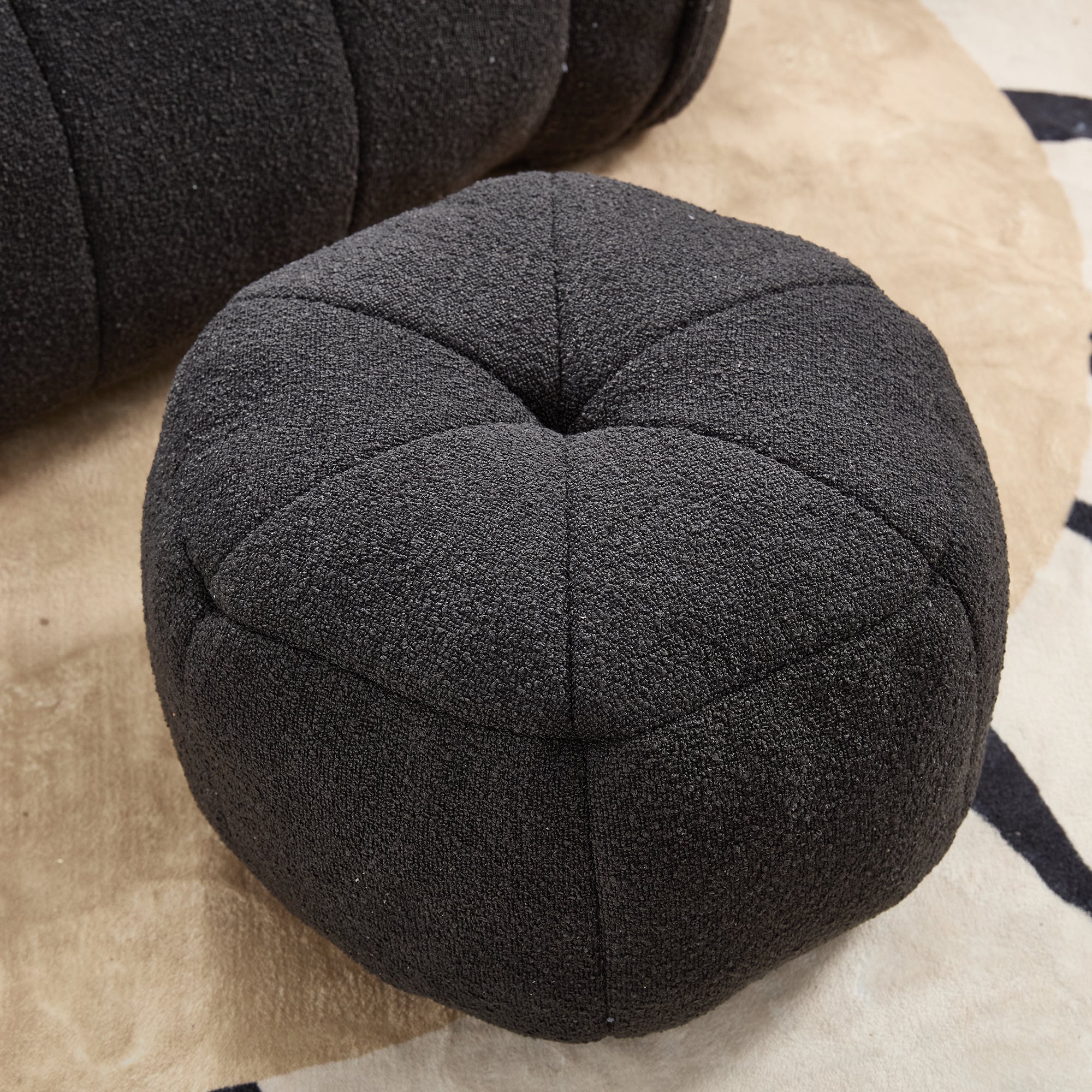 Soft Chenille Bean Bag Chair with High Resilient Foam for Living Room and Bedroom, Comfortable Square Lazy Sofa with Footstool for Adults
