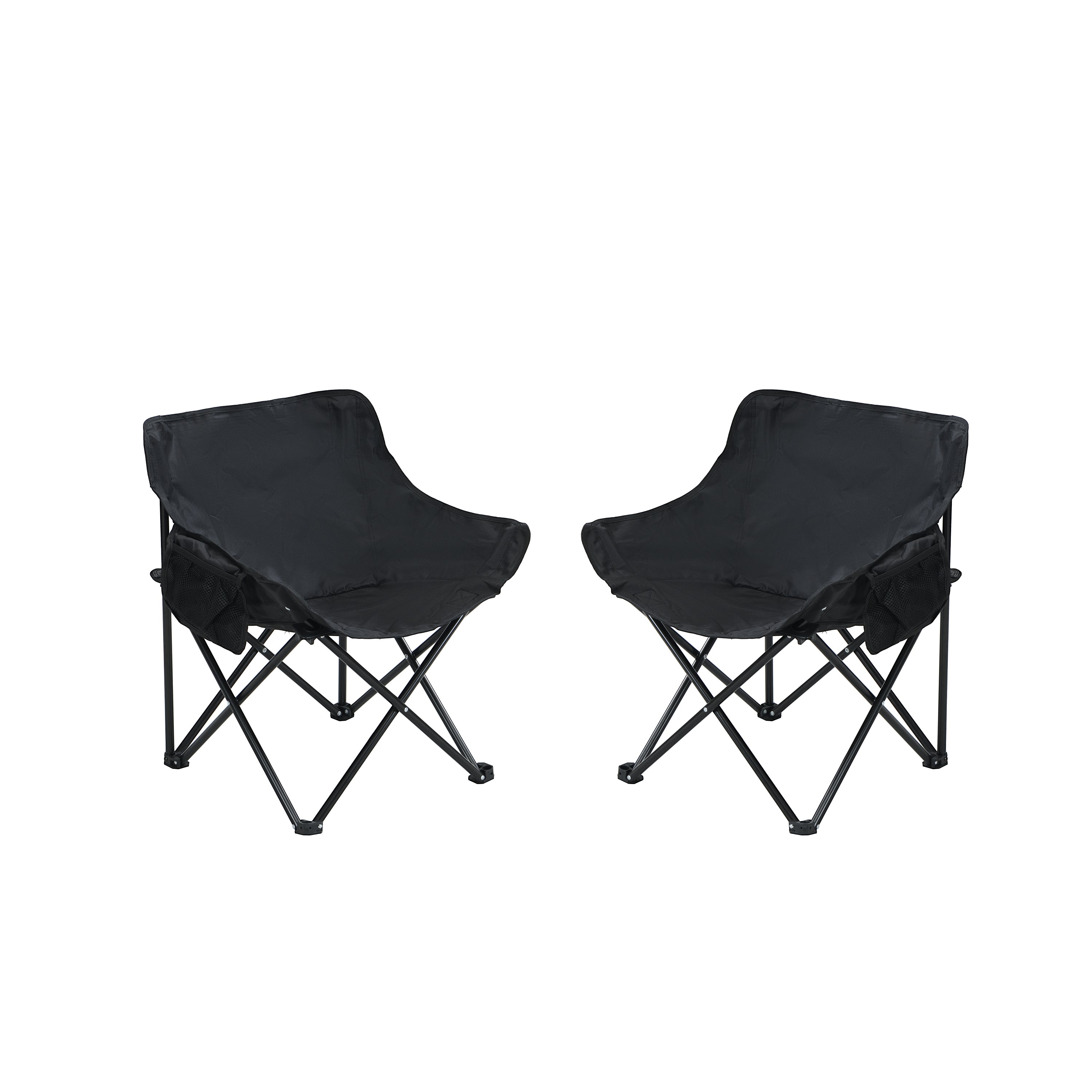 2PCS Folding Outdoor Camping Chairs – Portable Lawn Chairs with Carry Bag – Lightweight & Compact – Black