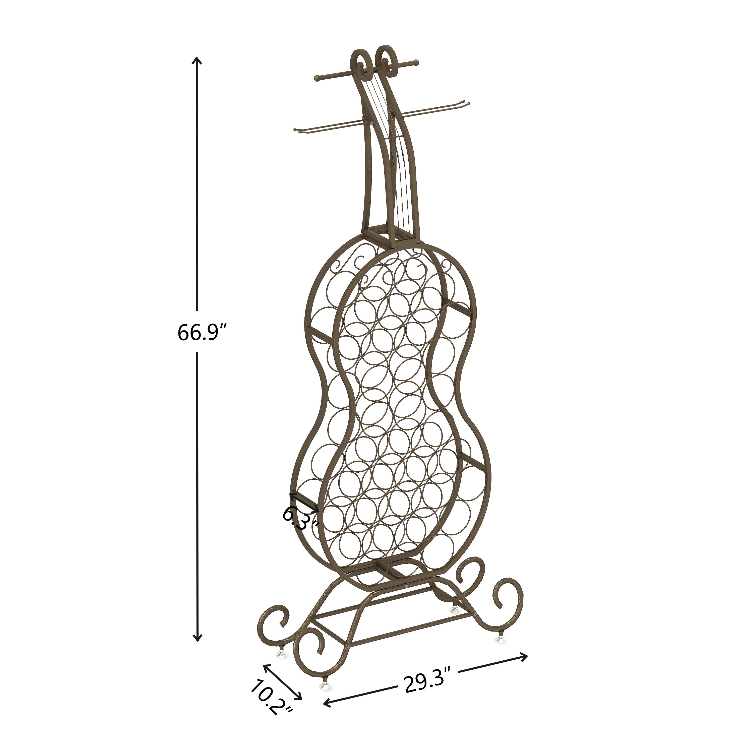 Cello-Shaped Wine Rack, Freestanding Wine Storage Organizer with Bottle Storage for Liquor & Wine, Home Bar Rack for Kitchen & Dining Room