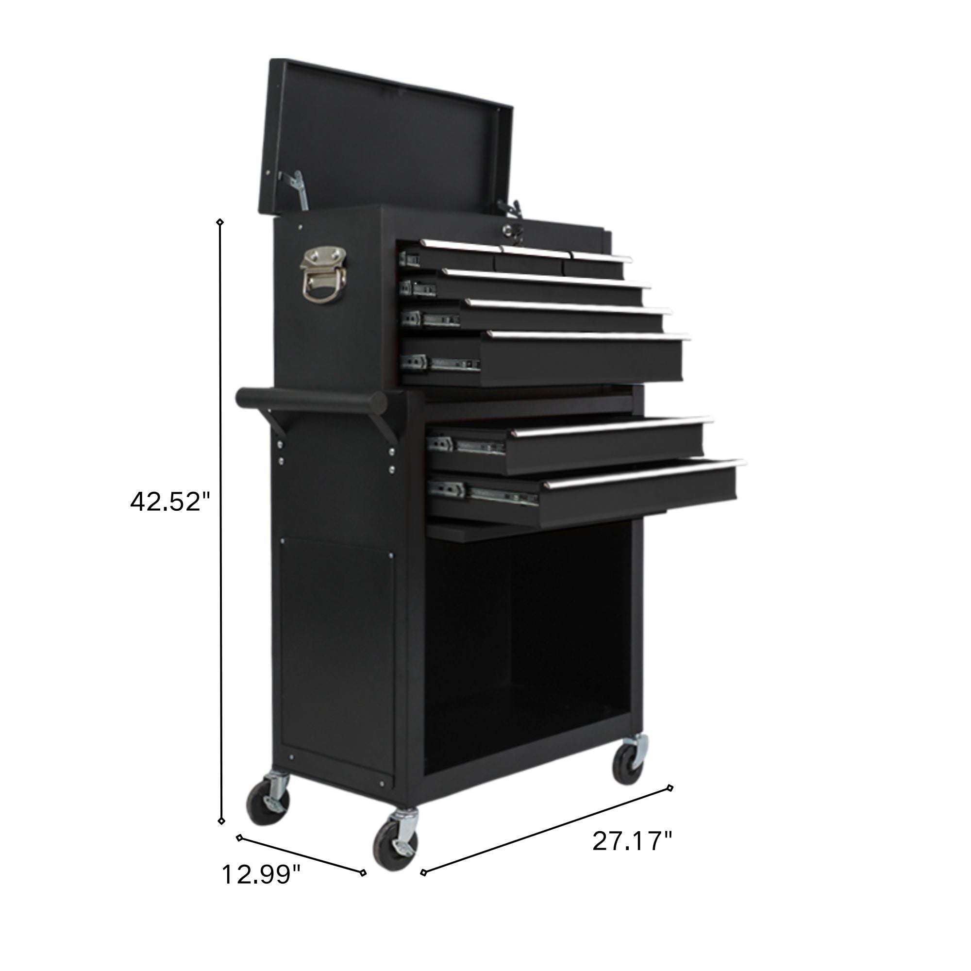 8-Drawer Large Capacity Rolling Toolbox | Detachable Tool Cabinet with Wheels & Lock