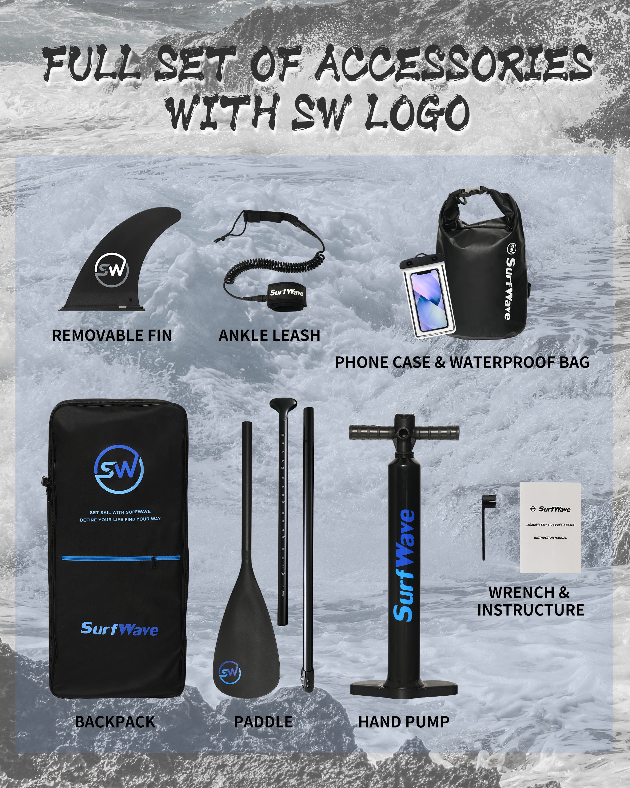 Inflatable Stand Up Paddle Board 11'x34'x6' With Accessories