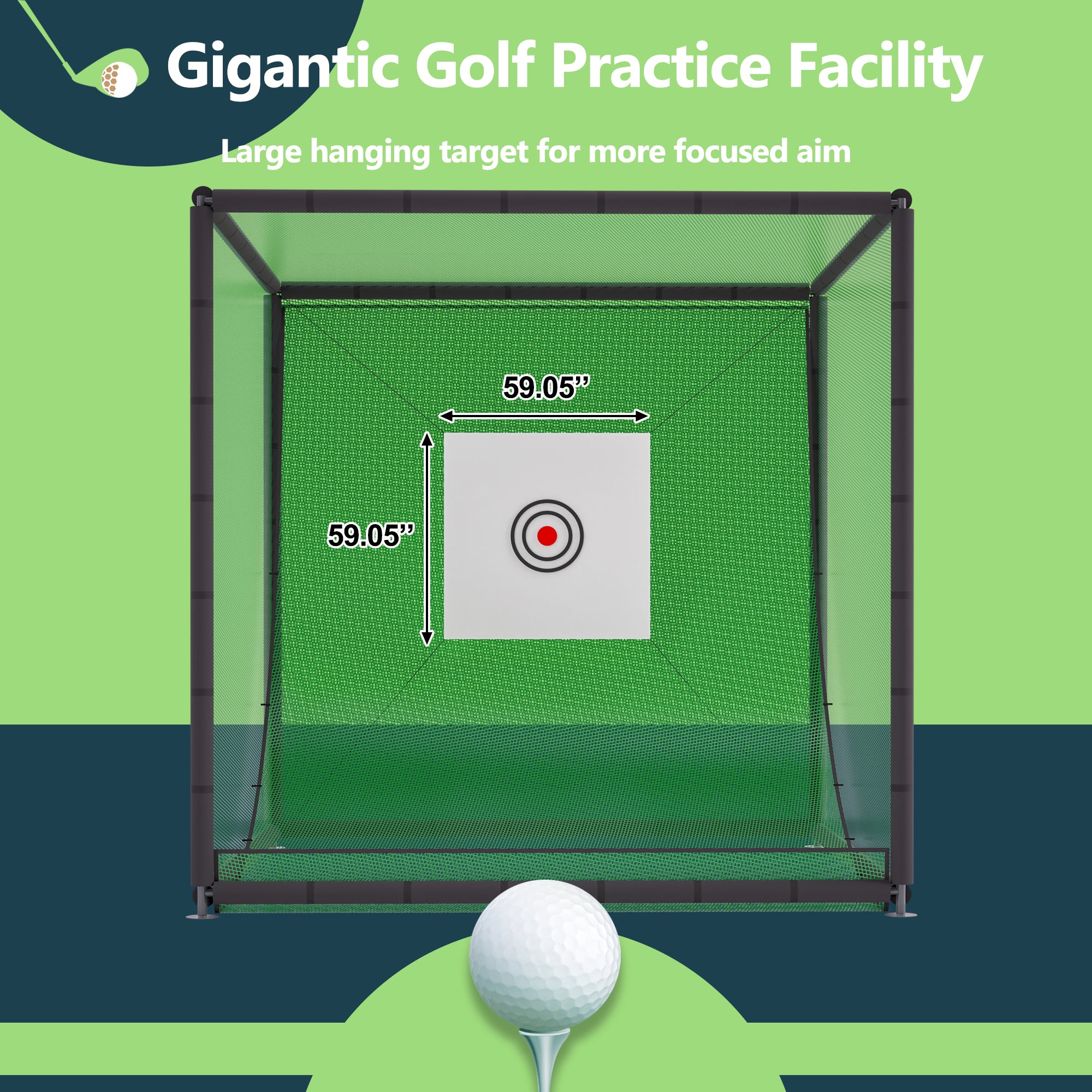 Golf Practice Net Cage,10 x 10 x 10FT Metal Frame Hitting Net Kit for Backyard,Golf Batting Cage Netting Golf Training Simulators for Home
