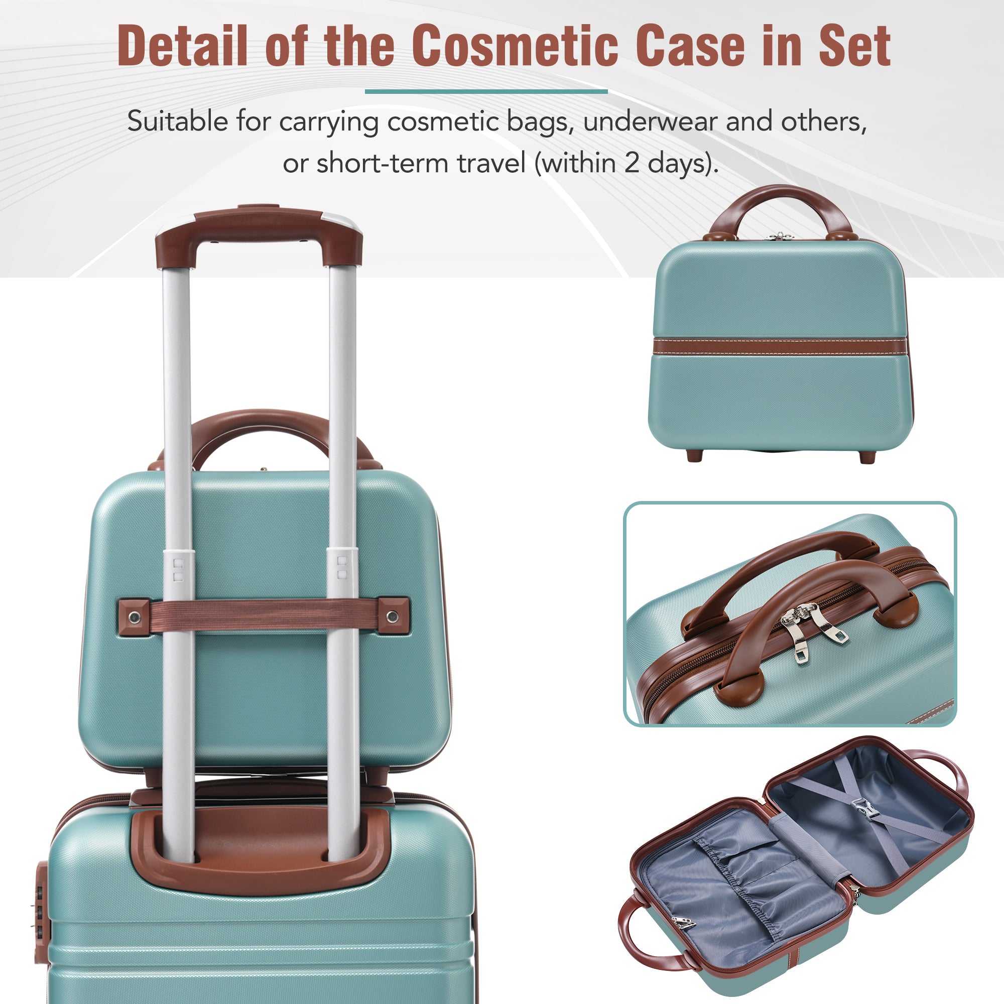 3-Piece Hardshell Luggage Set – 20" & 28" Suitcases + Cosmetic Case, Spinner Wheels, TSA Lock, Lightweight Travel Set, Green