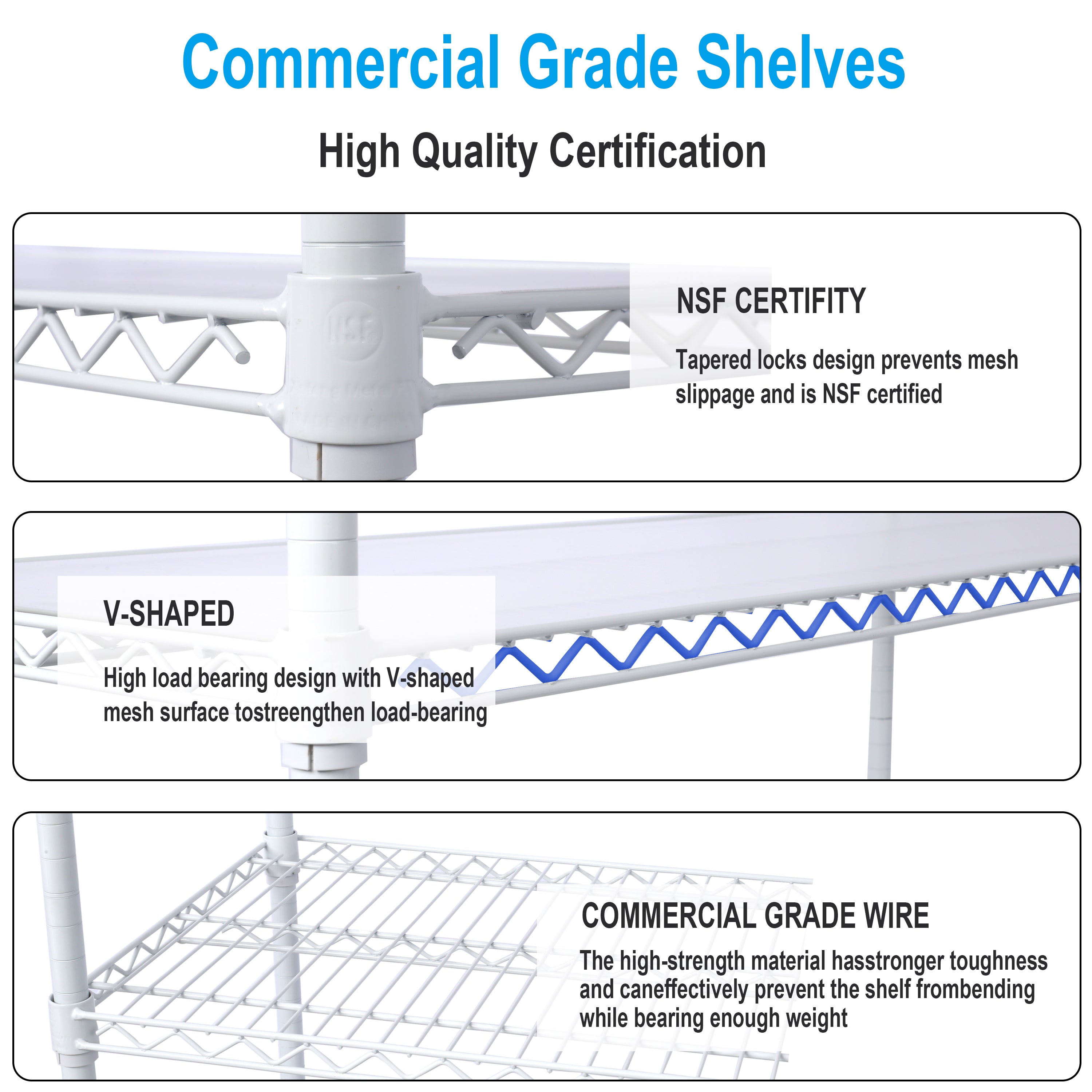 White 7-Tier Metal Shelving Unit | 2450lbs Heavy-Duty Adjustable Storage Rack with Wheels & Liners