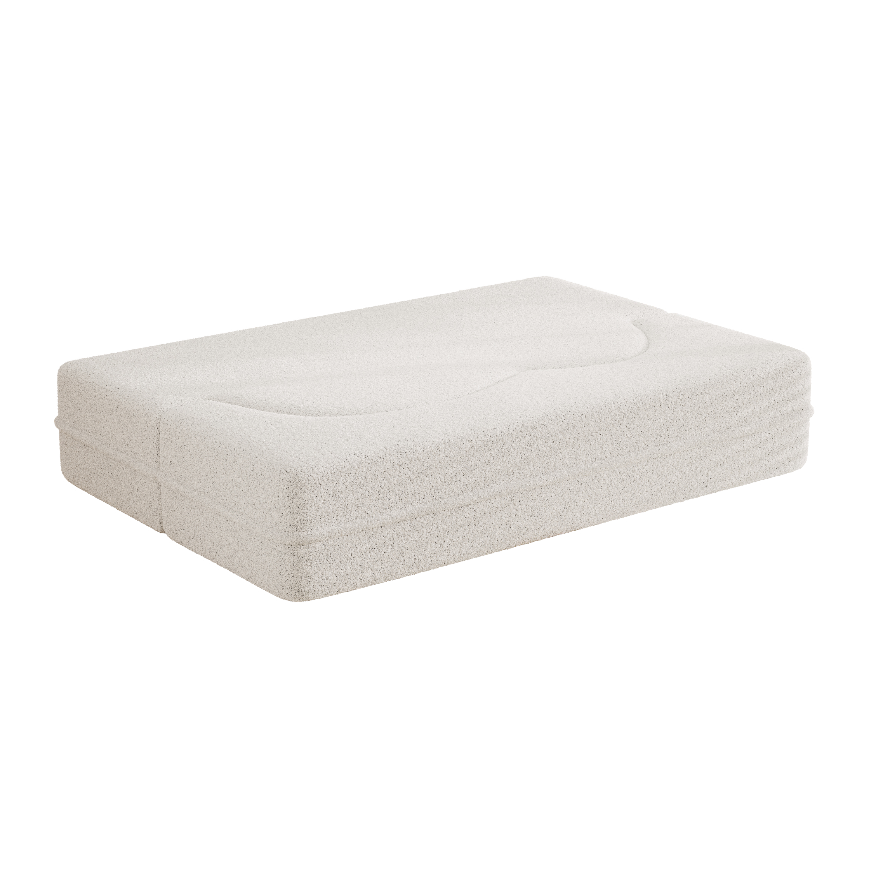Modern Floor Sofa with 2 Pillows,Convertible Teddy Fabric Foam-Filled Sleeper Sofa Bed,15" Full Size Folding Mattress for Living Room,Guest Bed,Playroom,no assembly required,Beige(Old Sku:W1885P190390