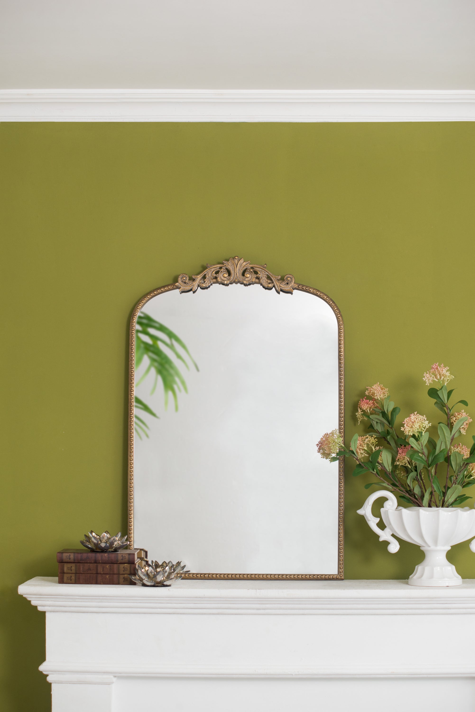 24" x 36" Gold Arch Mirror, Baroque Inspired Wall Decor for Bathroom Bedroom Living Room