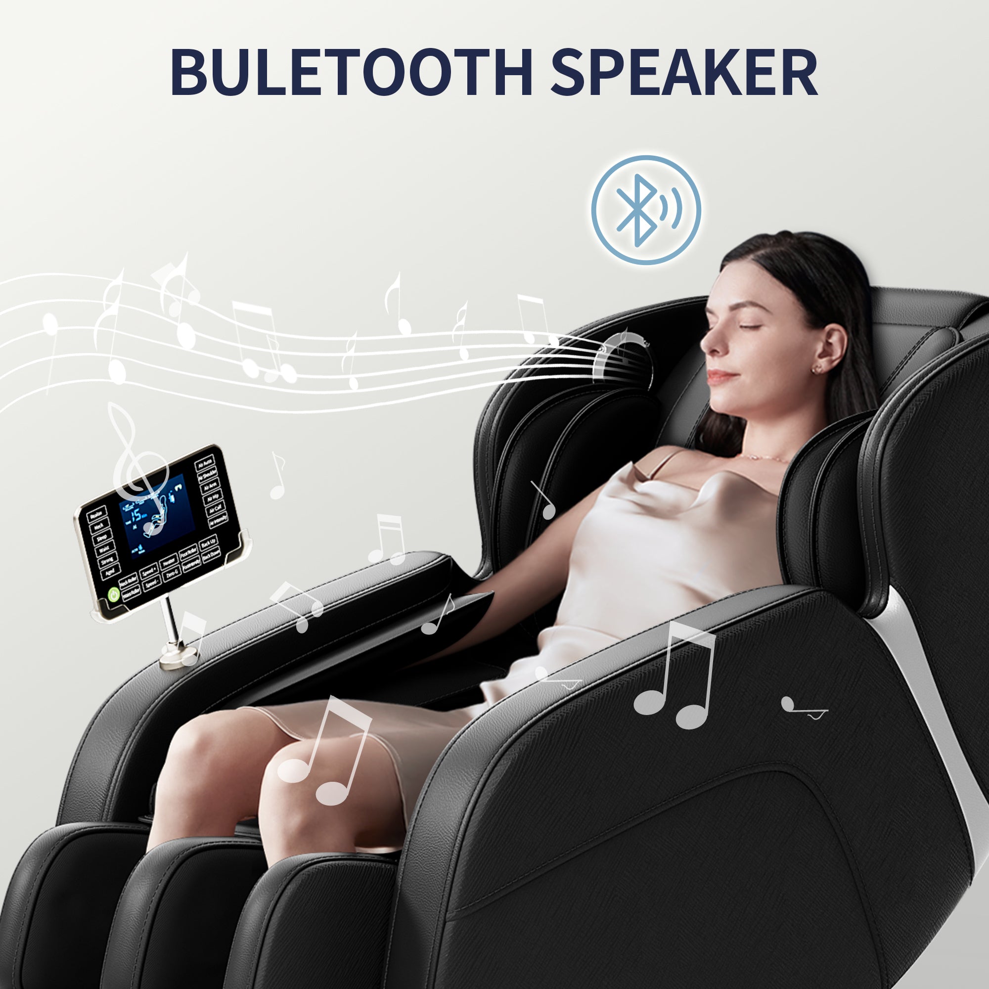 Full Body Massage Chair with Zero Gravity, Deep Tissue & Foot Massage, LCD Touch Screen, Bluetooth, Waist Heater, 8 Fixed Rollers, For 5.1-5.75ft Height (Black)