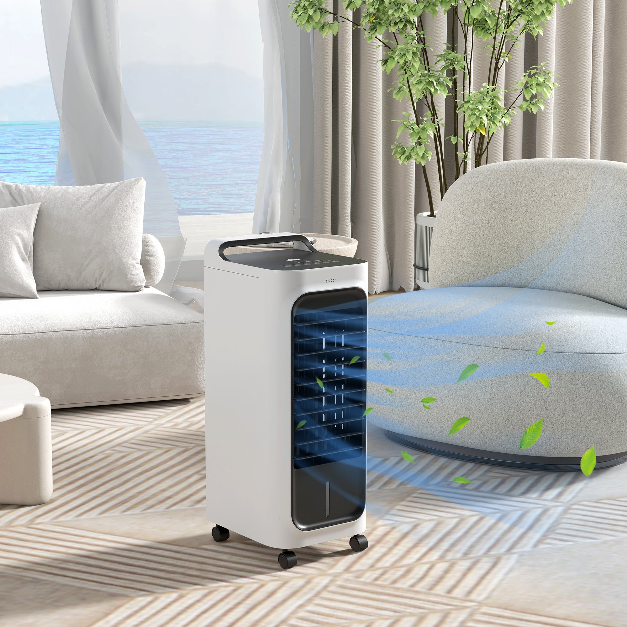 HOMCOM 26" Evaporative Air Cooler with Ice Packs, 3-in-1 Cooling Fan, 90° Oscillation, Timer & Remote – Portable Swamp Cooler for Home & Office