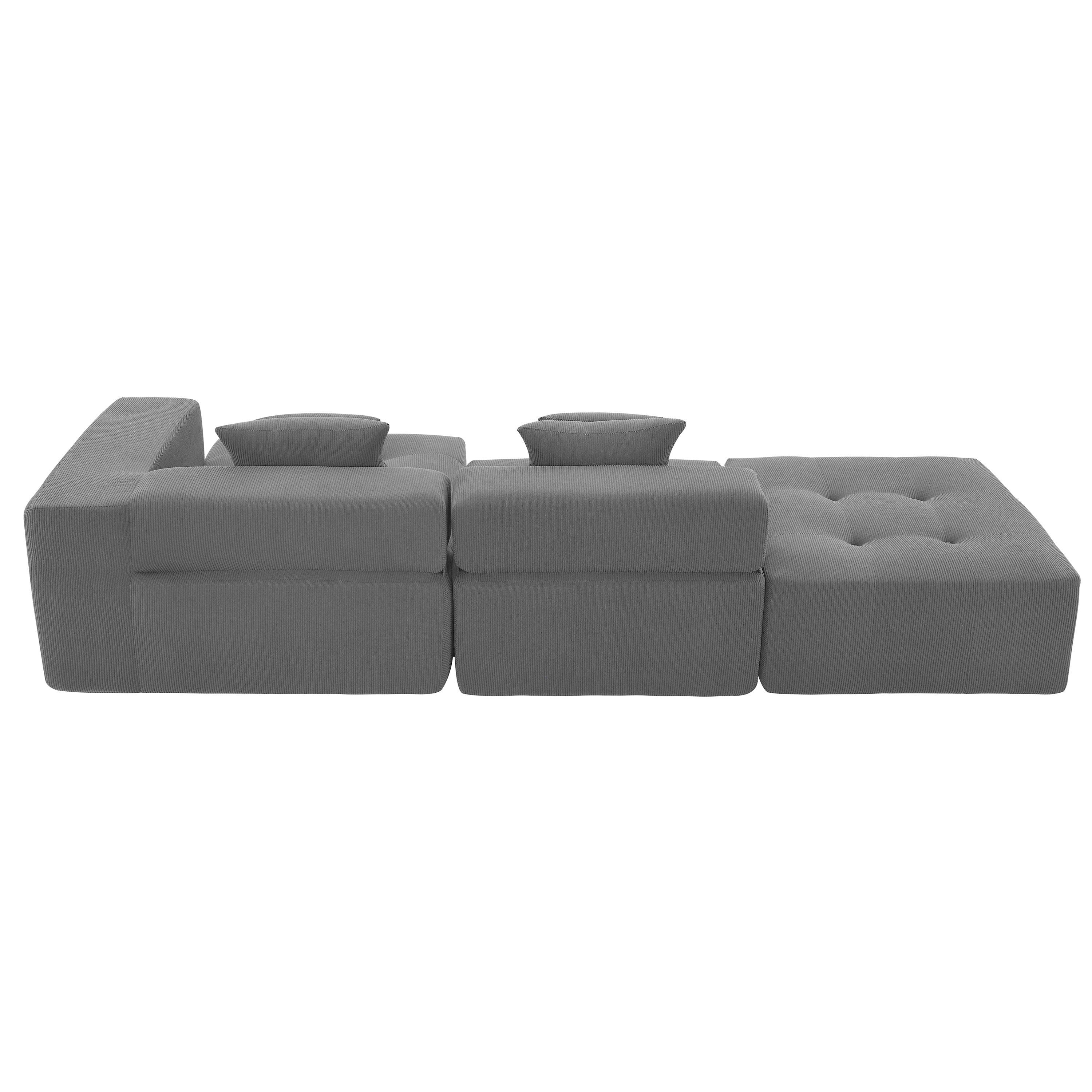 [VIDEO+New]105.5''L Shaped Modular Sectional Sofa,Minimalist Corduroy Floor Couch Set,Convertible Foam-Filled Cloud Compressed Couch for Living Room,3 PC Free Combination,No Assembly Required,3 Colors