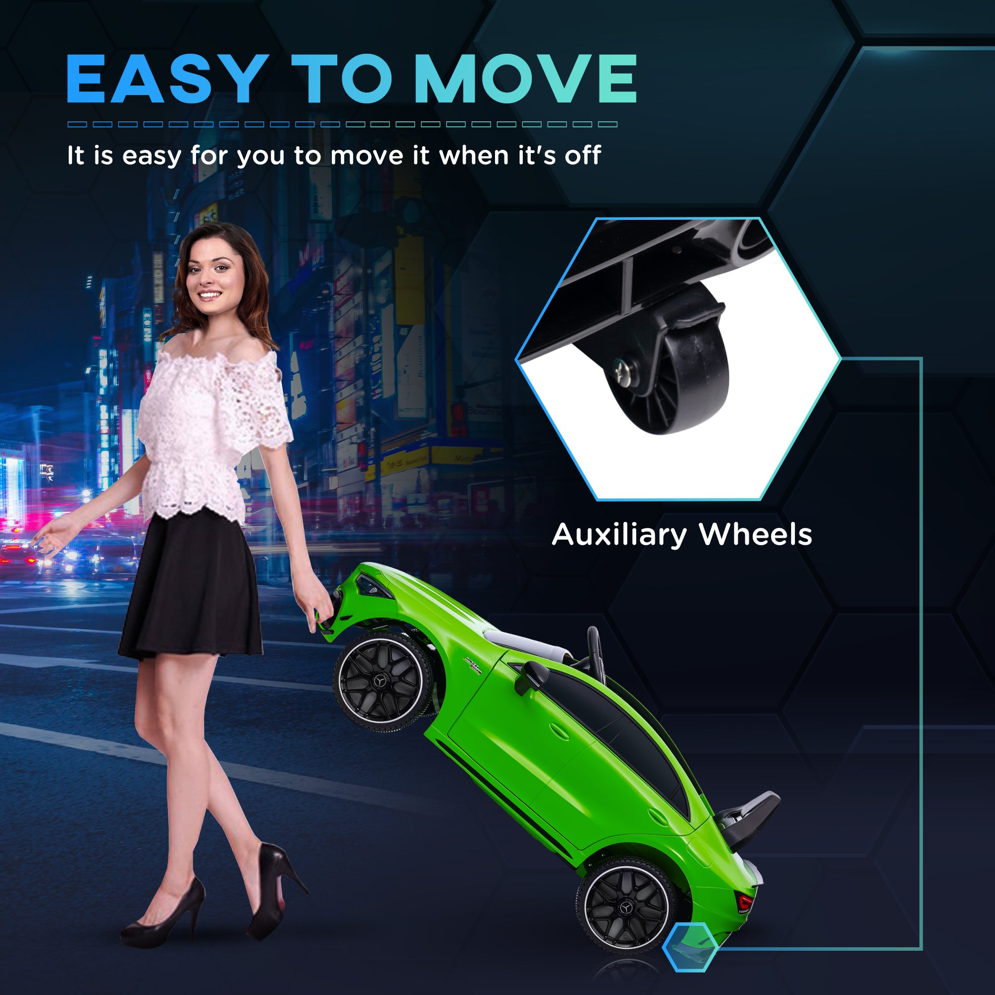  Qaba Mercedes-Benz AMG CLA 45 Licensed 12V Kids Electric Car – Battery Powered Ride-On Car with Remote Control, Transport Wheels, Spring Suspension, LED Lights, Music Horn, Green