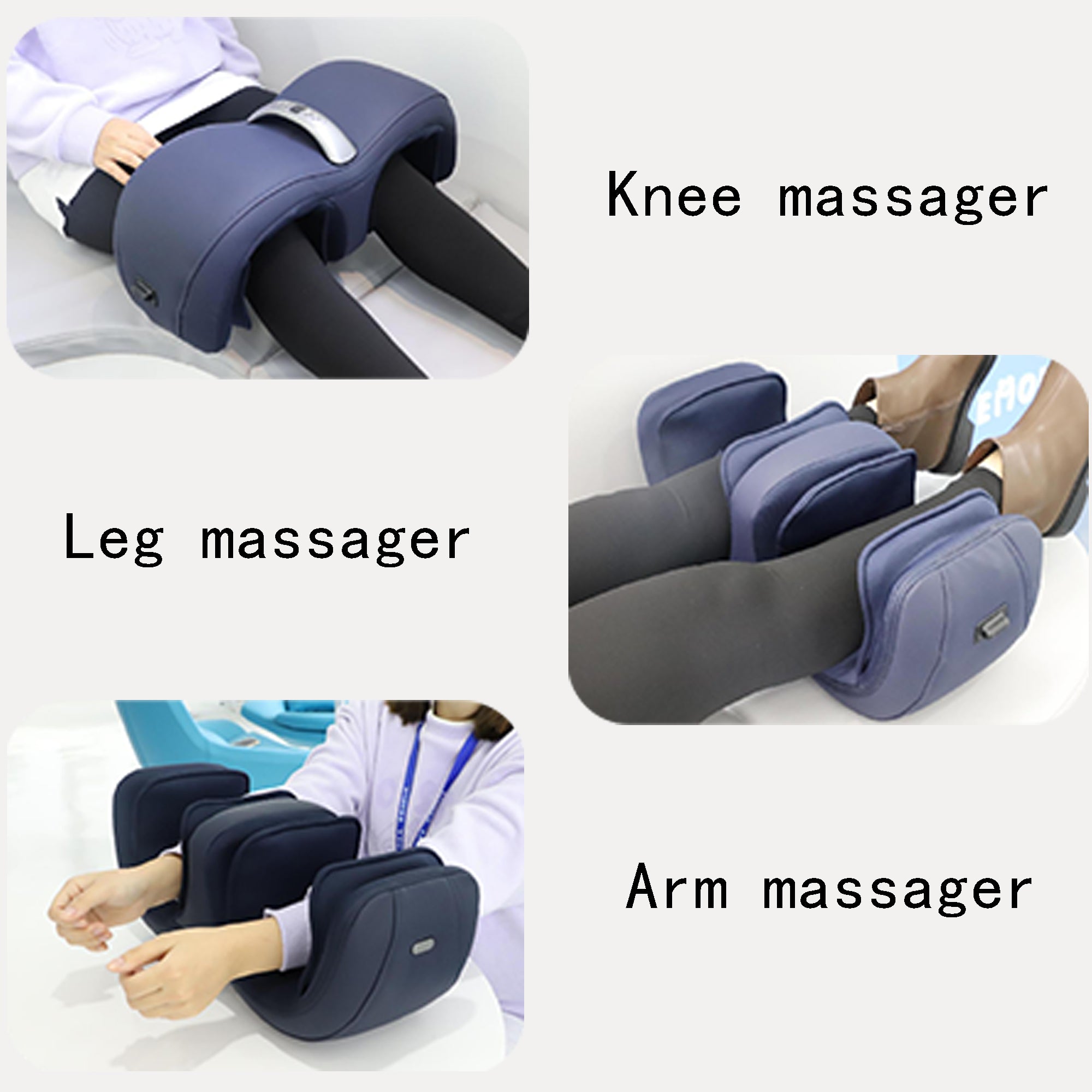 Air Pressure Knee Massager with Heat & Vibration – Adjustable Compression for Joint Pain Relief & Recovery, Dark Blue