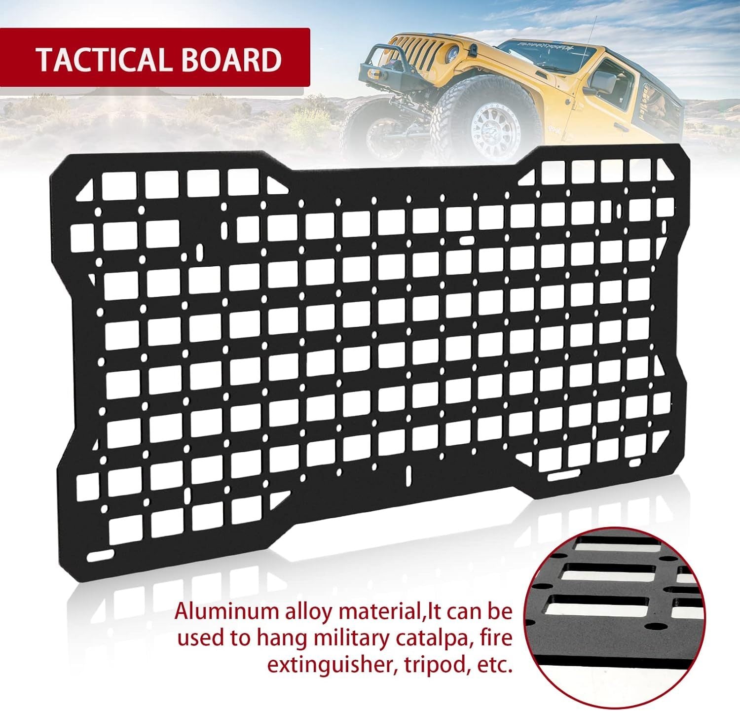 Tailgate Tactical Panel for Wrangler Tailgate Tool Kit Organizer Racks Compatible with Jeep Wrangler 2007-2018 JK JKU & 2018-2022 JL JLU
