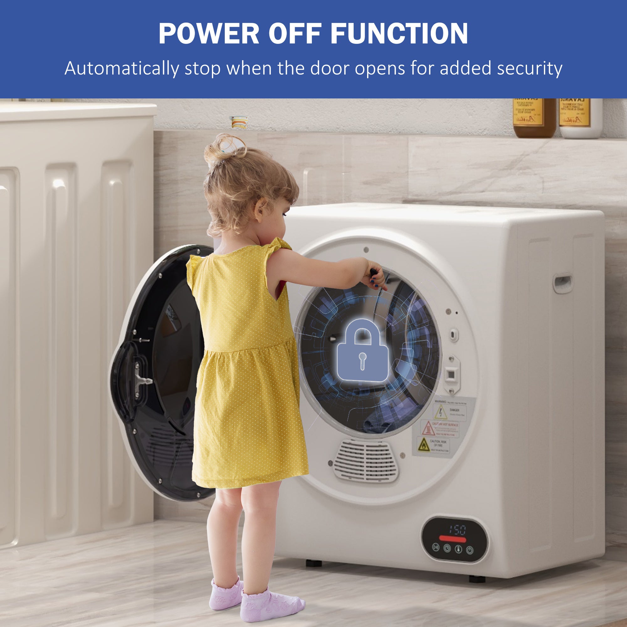  HOMCOM Portable Clothes Dryer - 1.5 cu.ft Compact Laundry Dryer