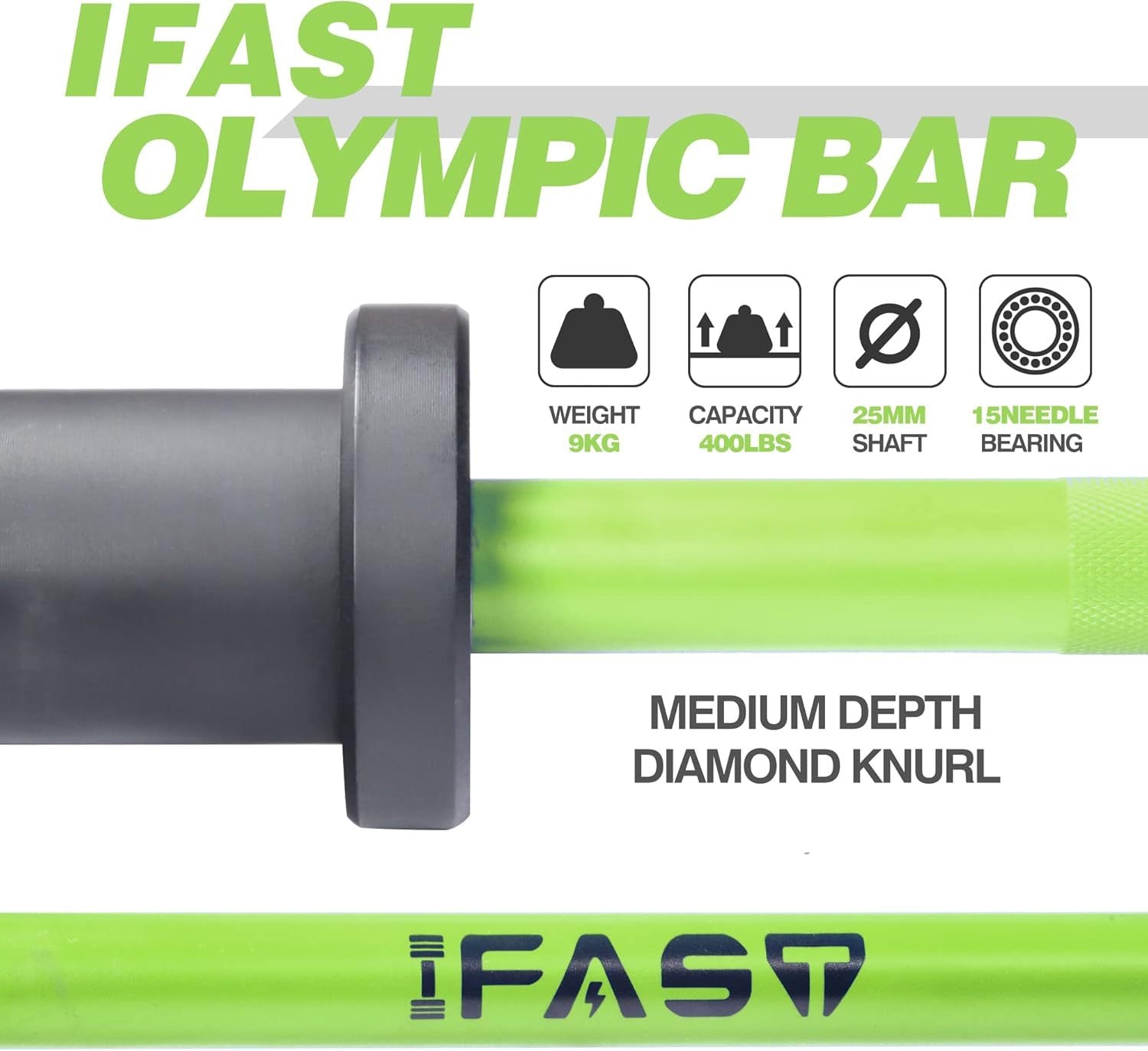 4Ft Olympic Barbell Bar - 400Lbs Capacity, 2-Inch Plates