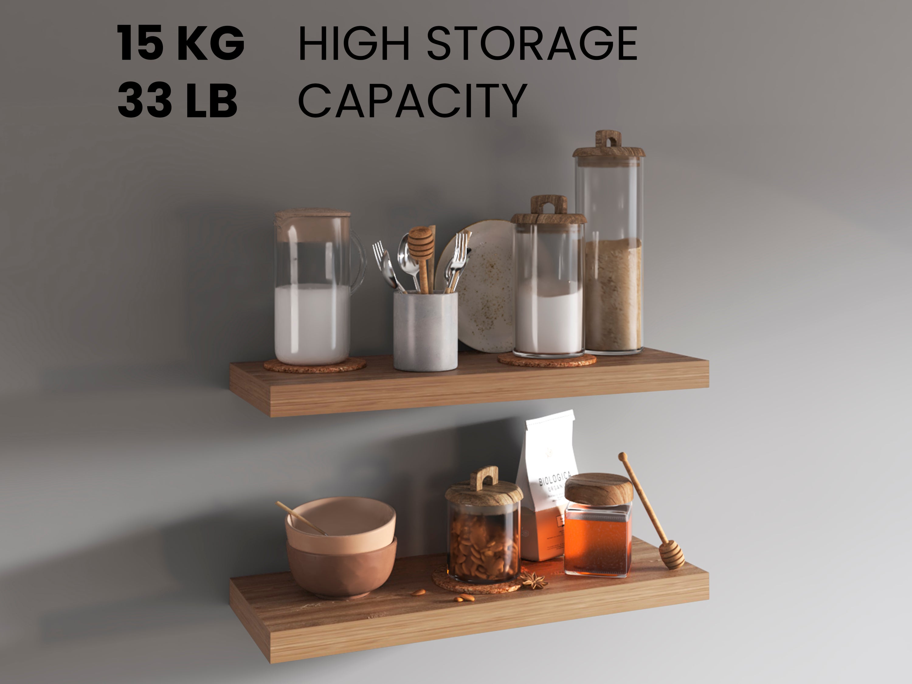 Ecco 31.5" Wide Floating Shelves Set of 2 – Wall Shelves for Bedroom, Bathroom Storage, Book Shelves for Living Room Decor