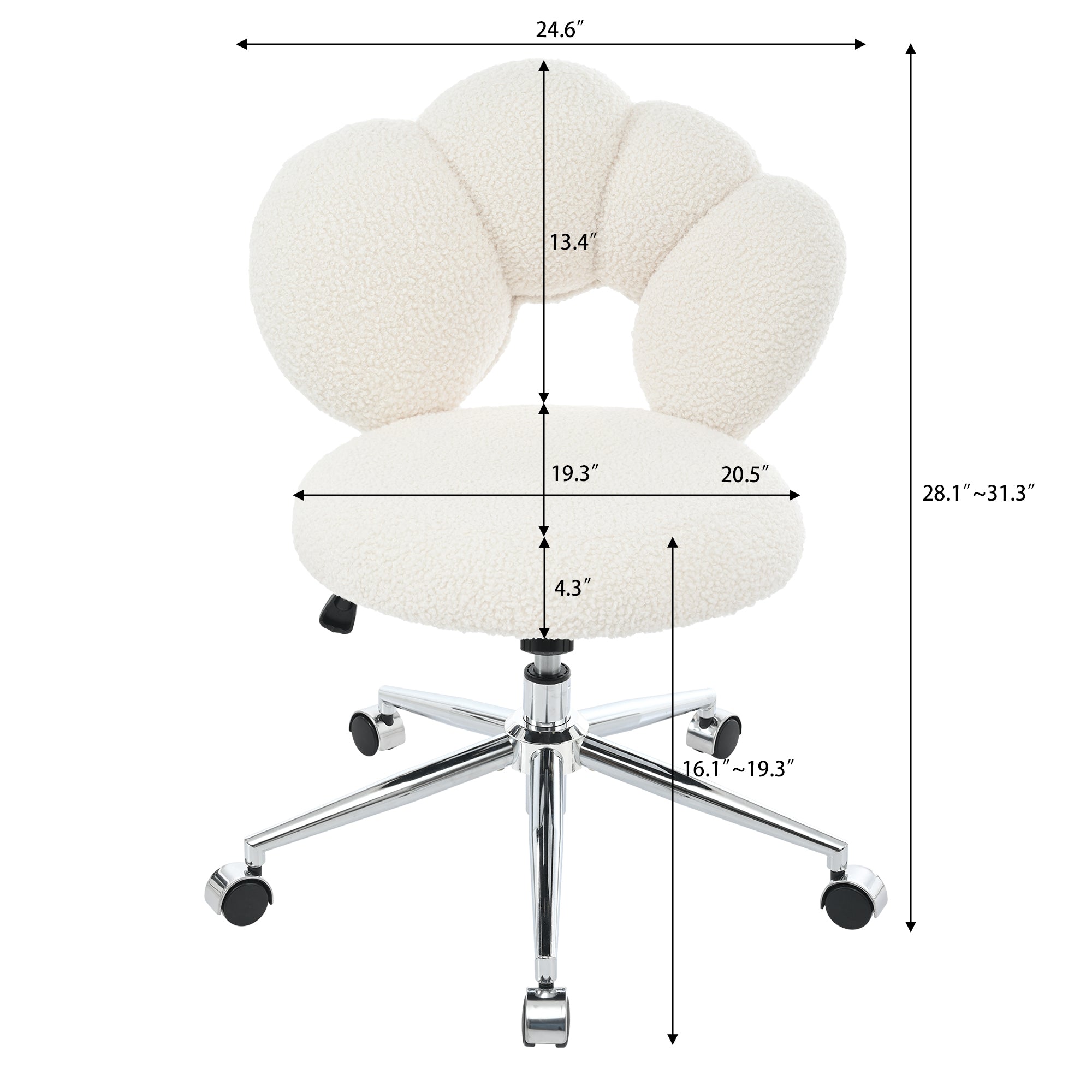 360°Swivel Height Adjustable,Swivel Chair,Teddy fabric,home office chair