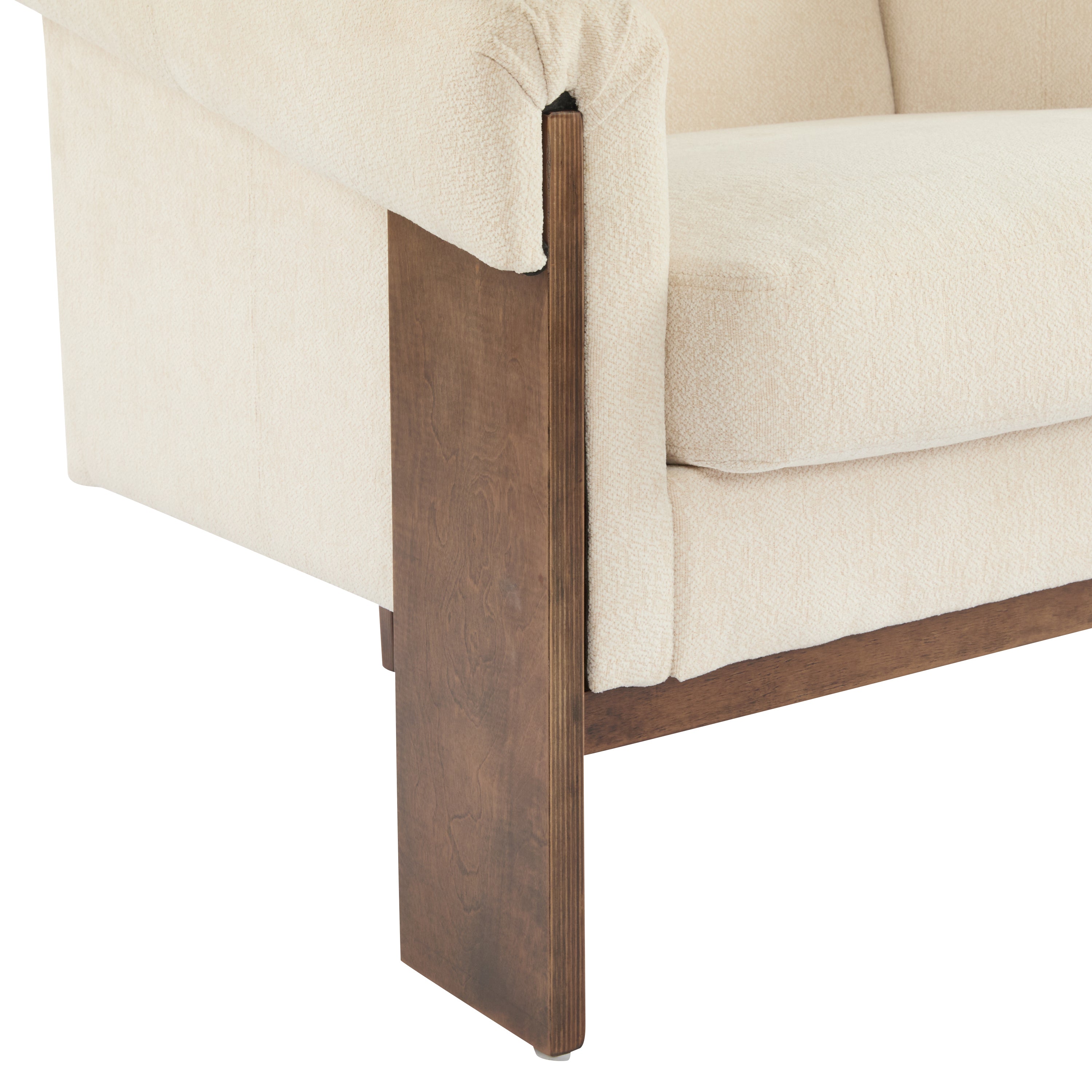 34" Mid-Century Modern Accent Chair with White Fabric, Deep Cushions, and Wide Armrests – Ideal for Living Room, Bedroom, or Office