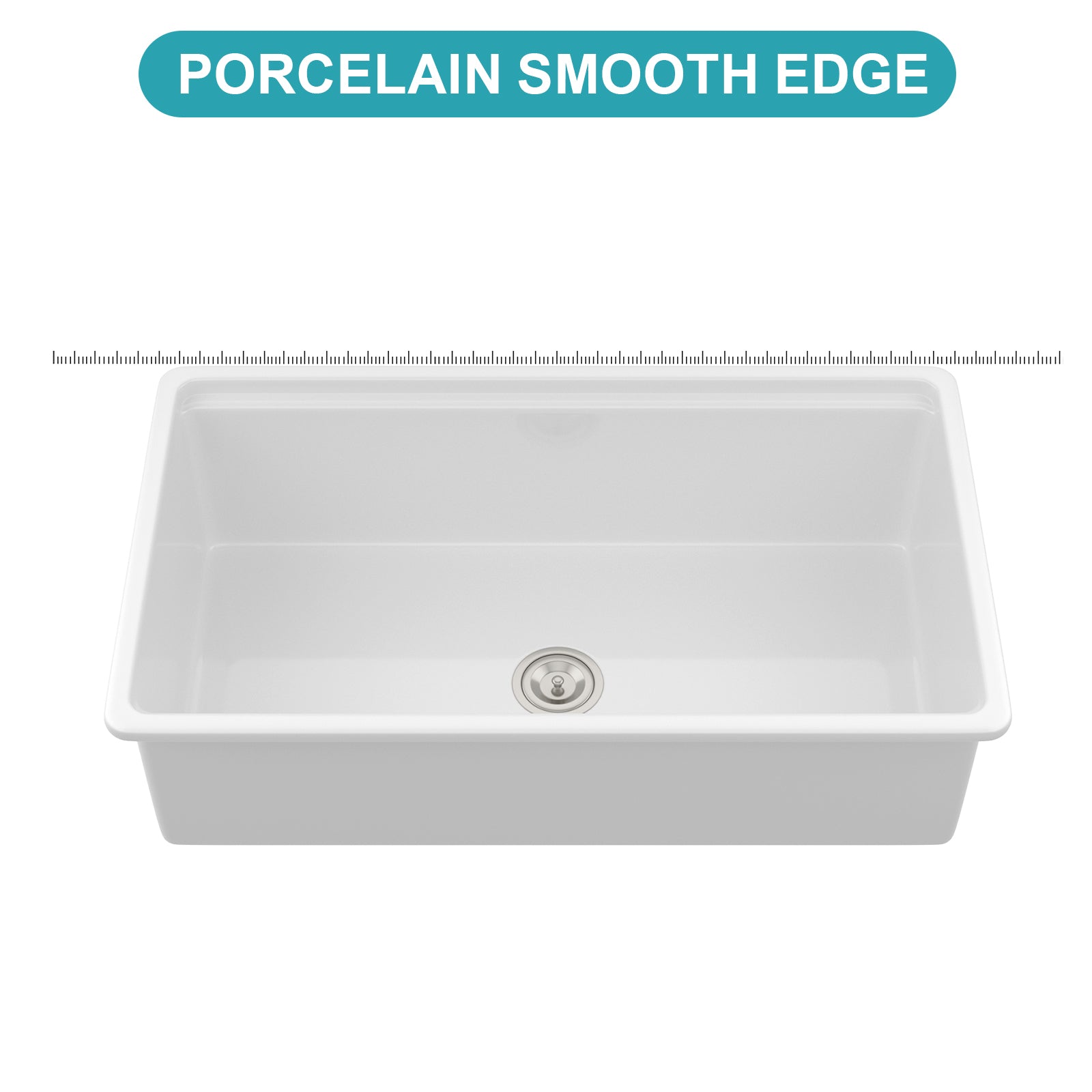 Undermount White Kitchen Sink Workstation - 33 inch White Porcelain Ceramic Single Bowl Dual Mount Kitchen Sink