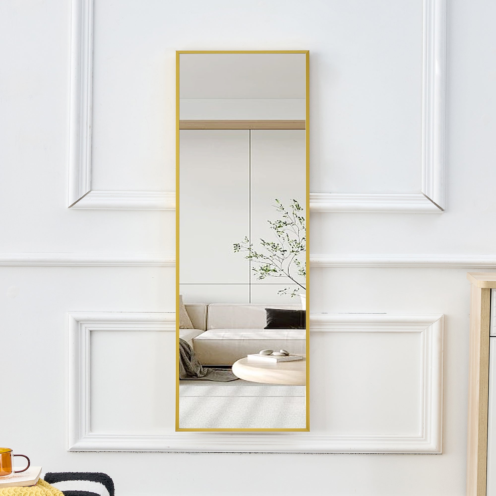 4th Generation Aluminum Alloy Wall-Mounted Full Body Mirror, Bathroom & Bedroom Decorative Mirror, 48" x 13.8" Quality Upgrade