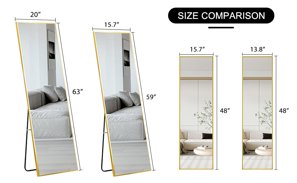 4th Generation Aluminum Alloy Wall-Mounted Full Body Mirror, Bathroom & Bedroom Decorative Mirror, 48" x 13.8" Quality Upgrade