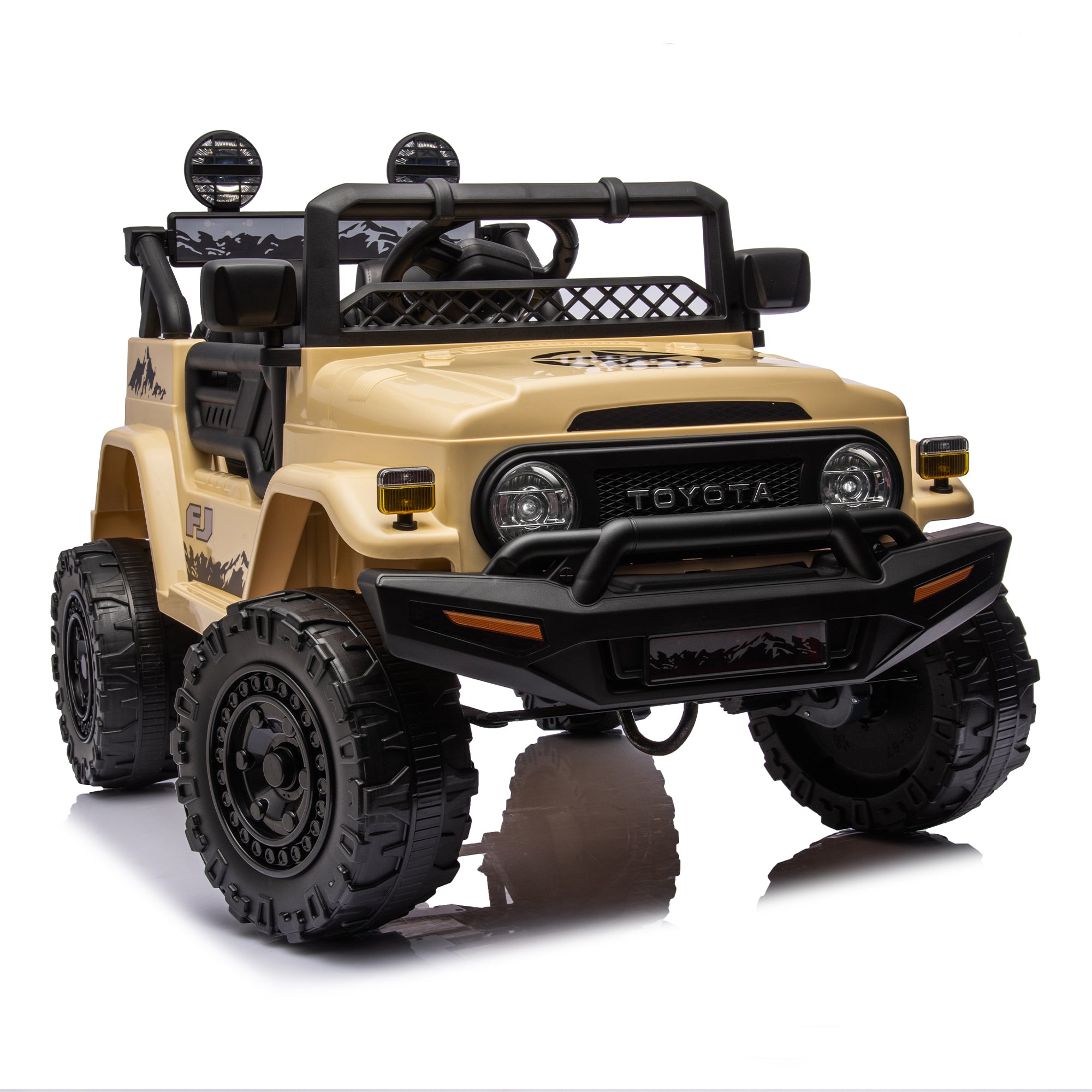 Licensed TOYOTA FJ Cruiser 12V Kids Ride-On Car with Parents Remote Control, Three-Speed Adjustable, Power Display, USB, MP3, Bluetooth, LED Lights, Three-Point Safety Belt, Perfect Gift for Kids