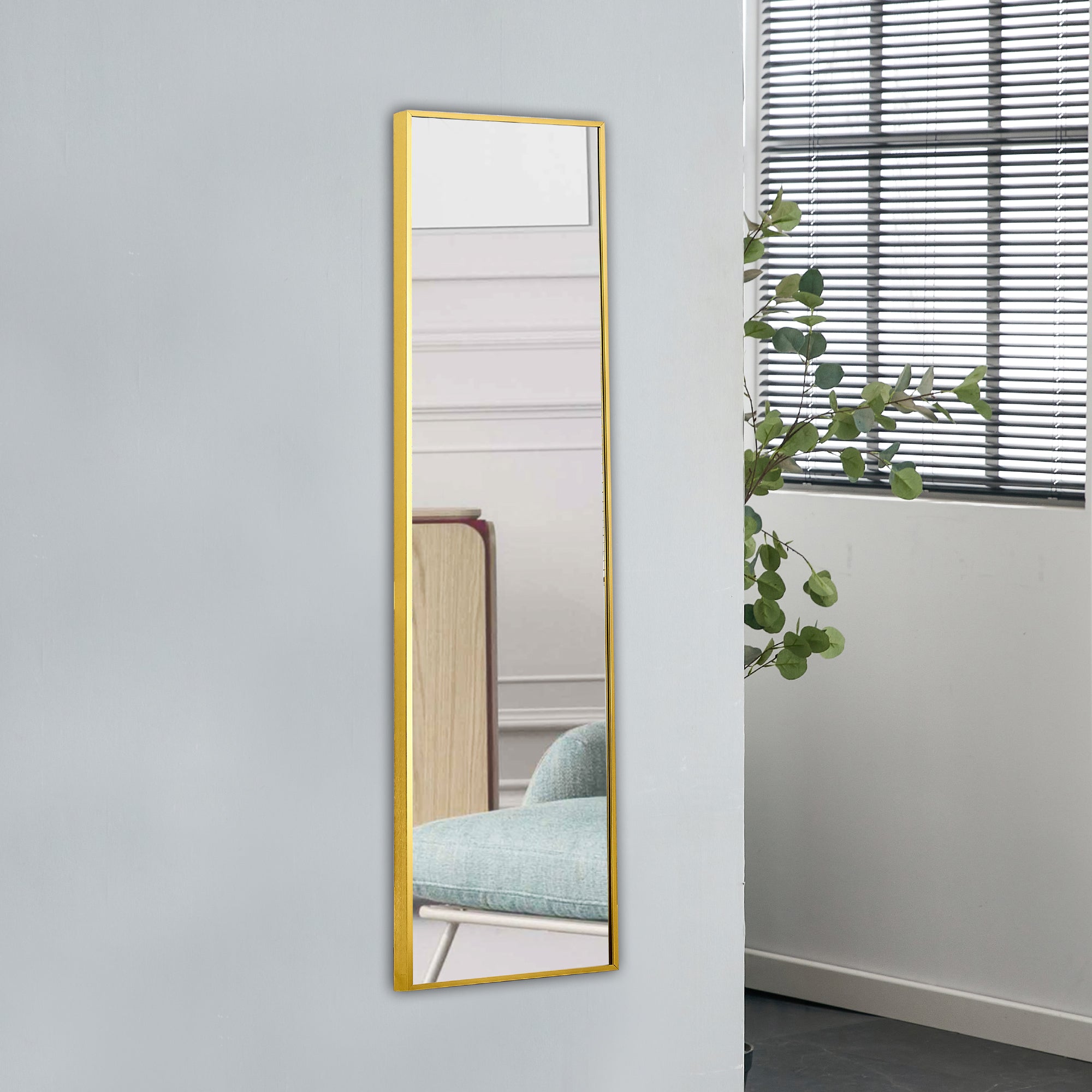4th Generation Aluminum Alloy Wall-Mounted Full Body Mirror, Bathroom & Bedroom Decorative Mirror, 48" x 13.8" Quality Upgrade