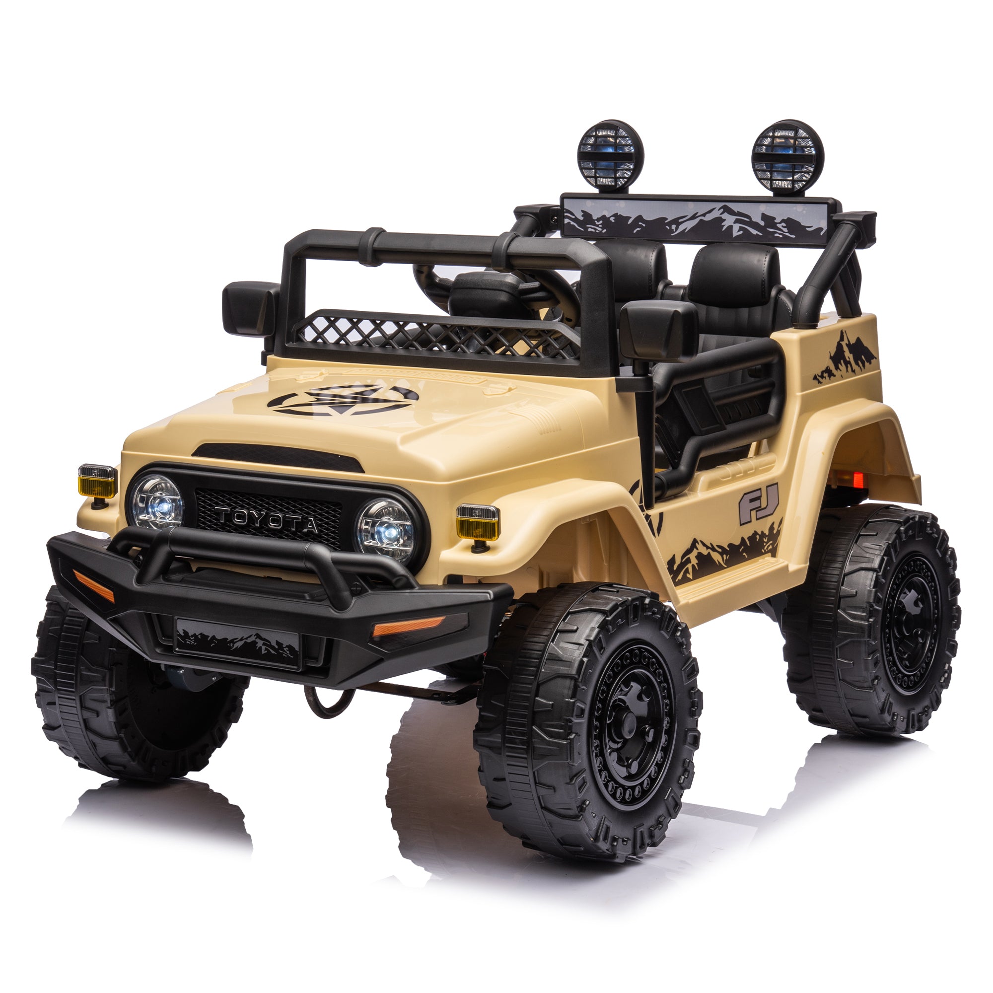 Licensed TOYOTA FJ Cruiser 12V Kids Ride-On Car with Parents Remote Control, Three-Speed Adjustable, Power Display, USB, MP3, Bluetooth, LED Lights, Three-Point Safety Belt, Perfect Gift for Kids