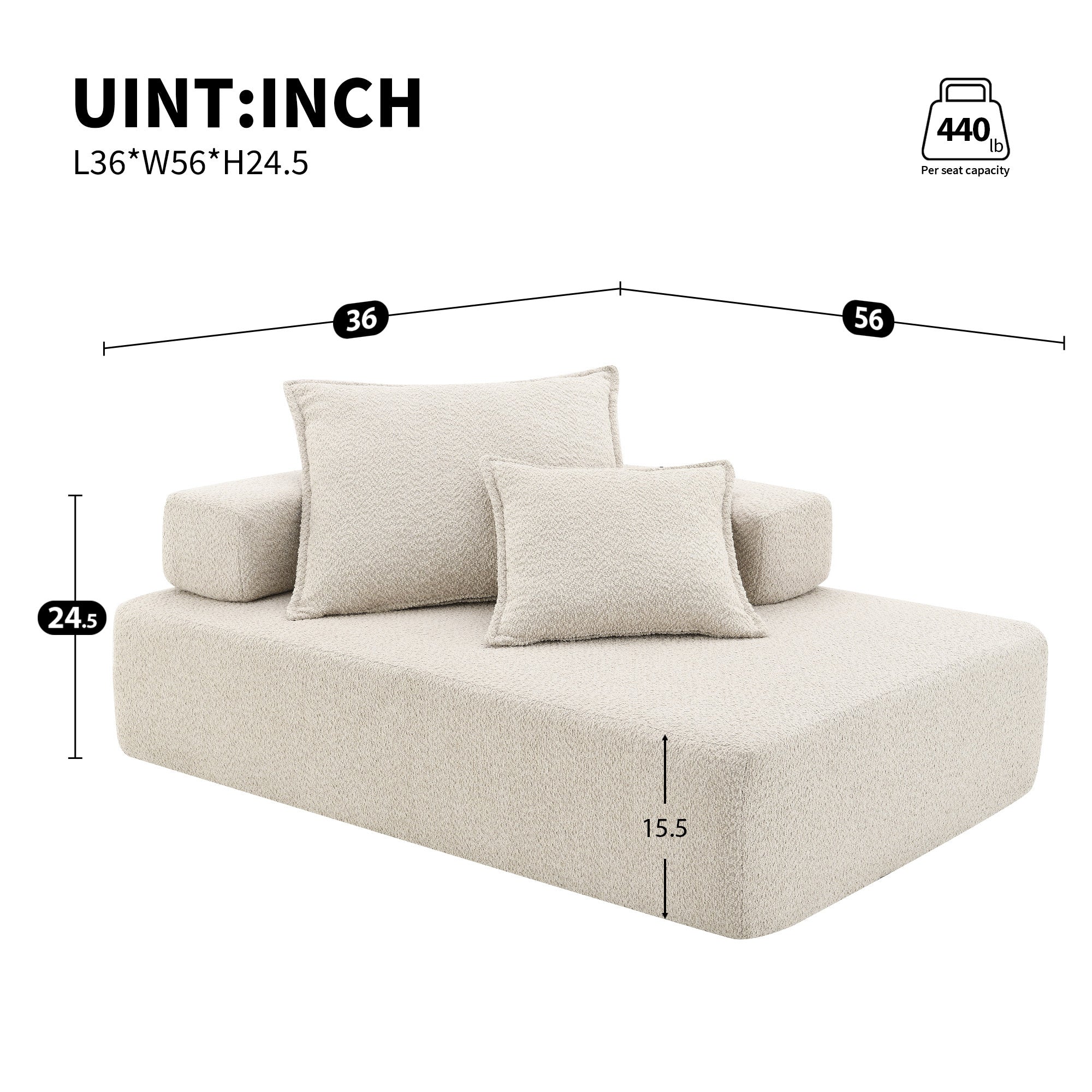 [VIDEO provided] Lounge Frame for Oversized Modular U Shaped Sectional Sofa,Luxury Boucle Floor Couch,Convertible Compressed Couch,Spacious Foam-Filled Sofa for Living Room,2 Colors
