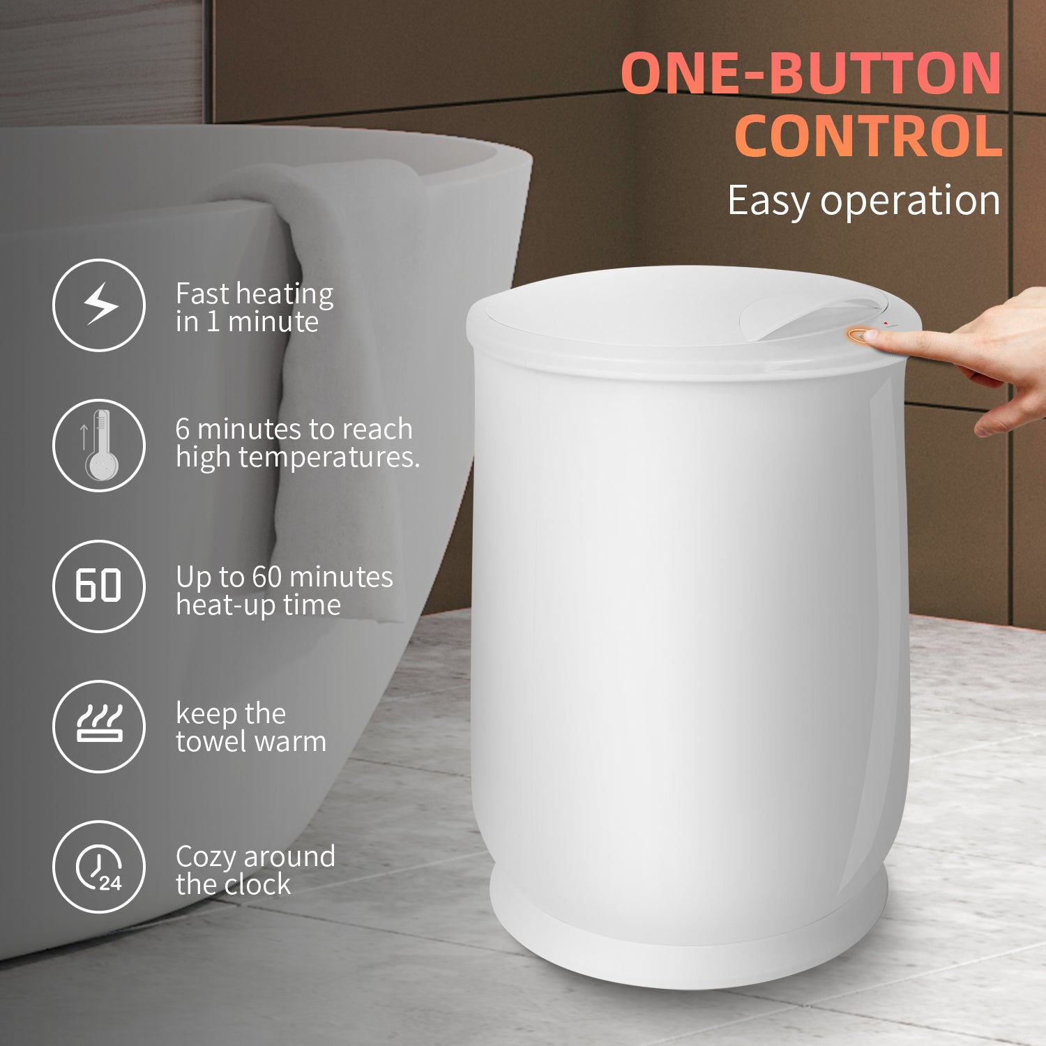 Luxury Bucket Towel Warmer – Fits 2 Oversized Towels, Bathrobes, Blankets & PJs