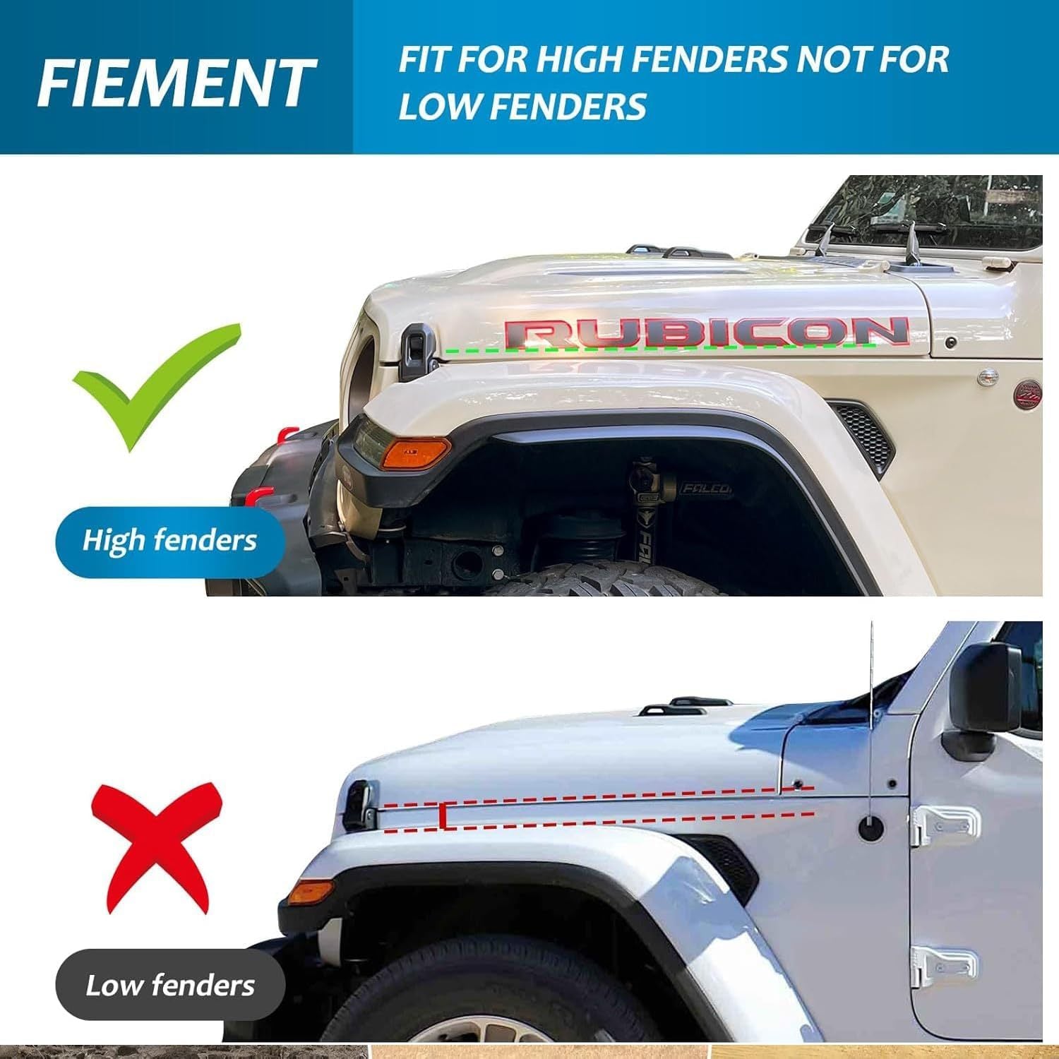Front & Rear Fender Liner Set for 2018-2024 Jeep Wrangler JL & JLU Unlimited Rubicon – 4-Piece Off-Road Fender Flares (Fits High Clearance Flares, Not for 4XE)