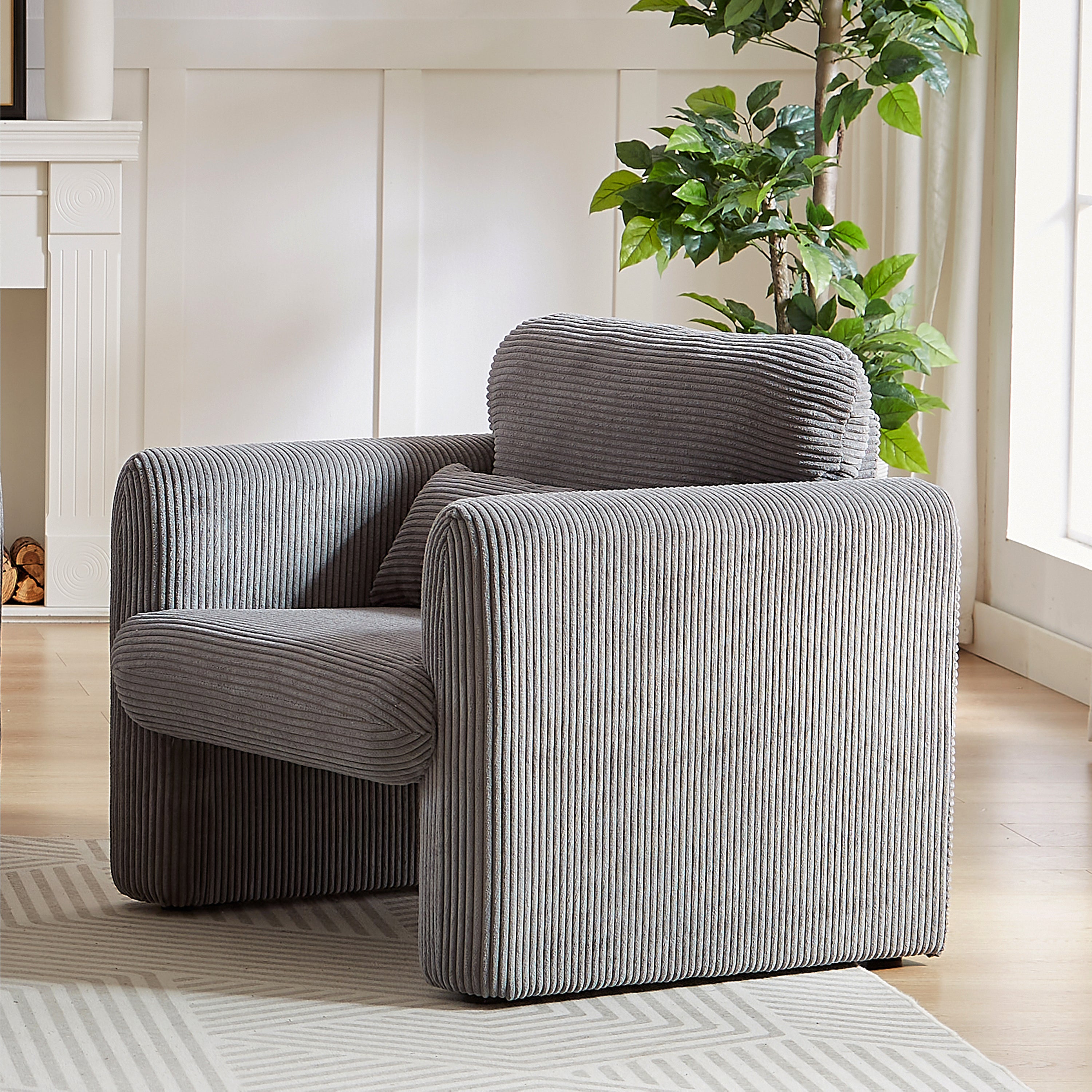 33"Corduroy Fabric Single Sofa, Modern Lounge Chairs Single Sofa with Support Pillow , for Apartment, Office, Living Room & Bedroom