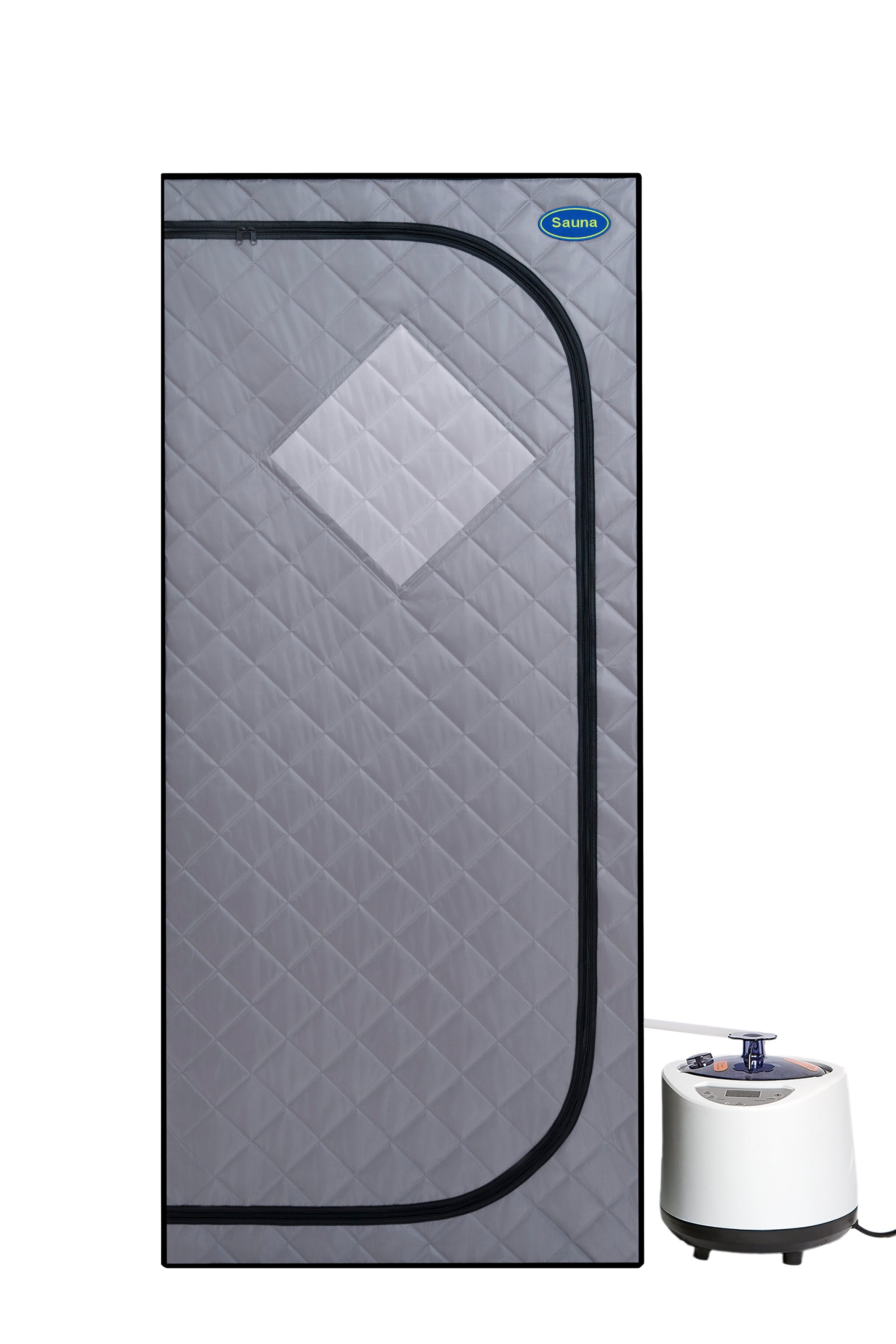 Full Size Portable Grey Steam Sauna Tent – Personal Home Spa with Steam Generator, Remote Control, Foldable Chair, Timer, PVC Pipe Connector, Fast Heating, FCC Certified