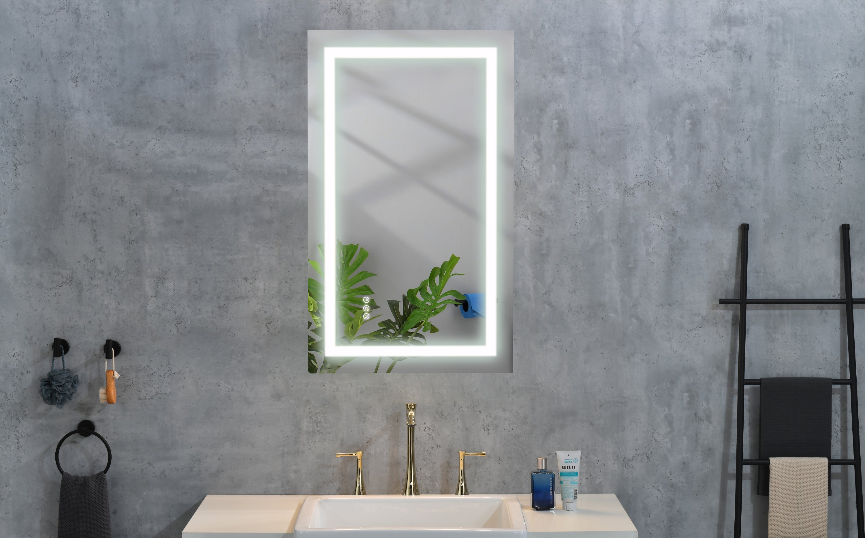 40 x 28 Inch LED Bathroom Mirror with Front and Backlight, Wall Mounted Vanity Mirror, Anti-Fog, Memory, 3 Colors, Stepless Dimmable