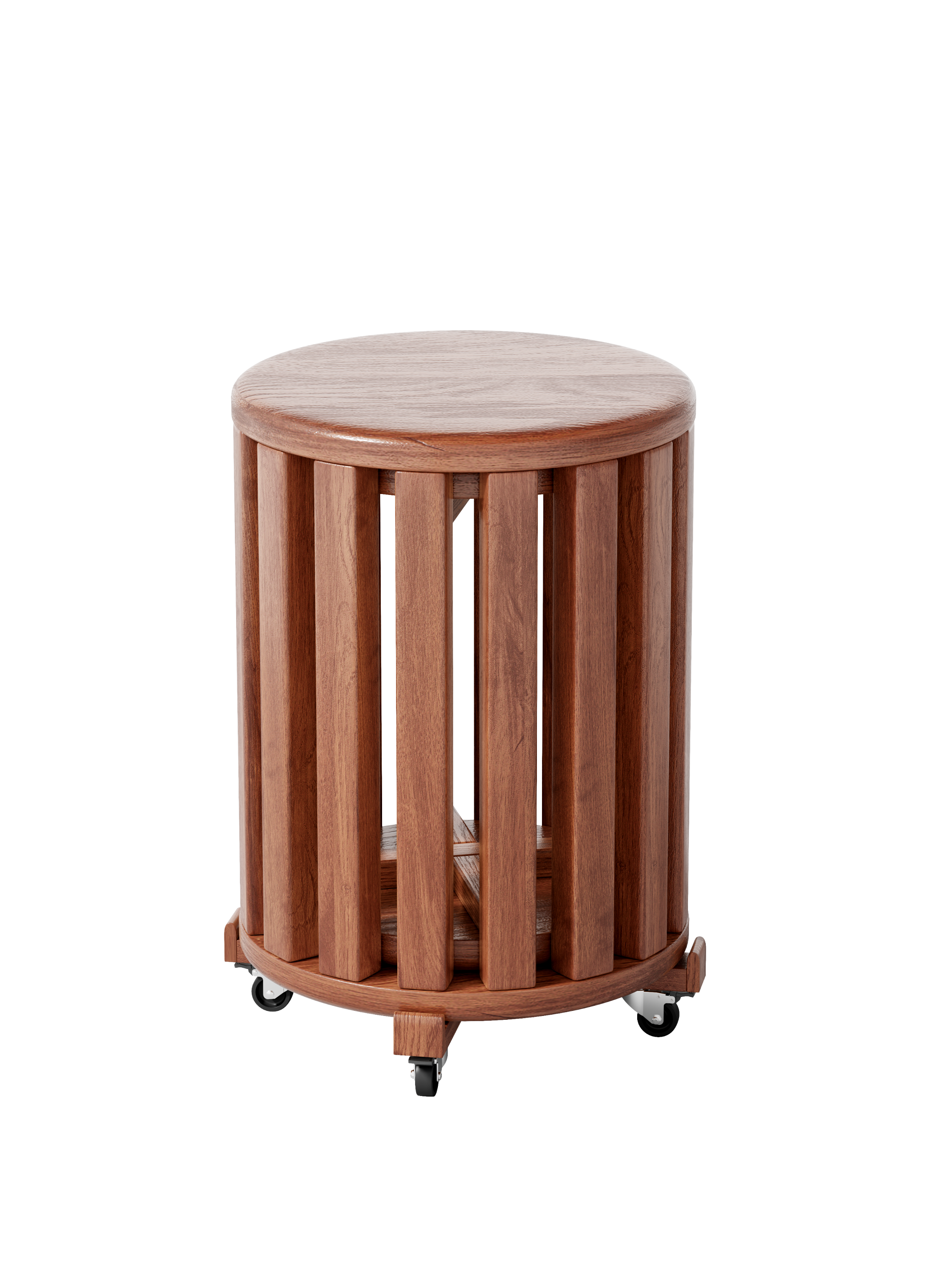 Set of 4 Solid Wood Stackable Stools - 18" Round Stacking Side Tables | No Assembly Required
