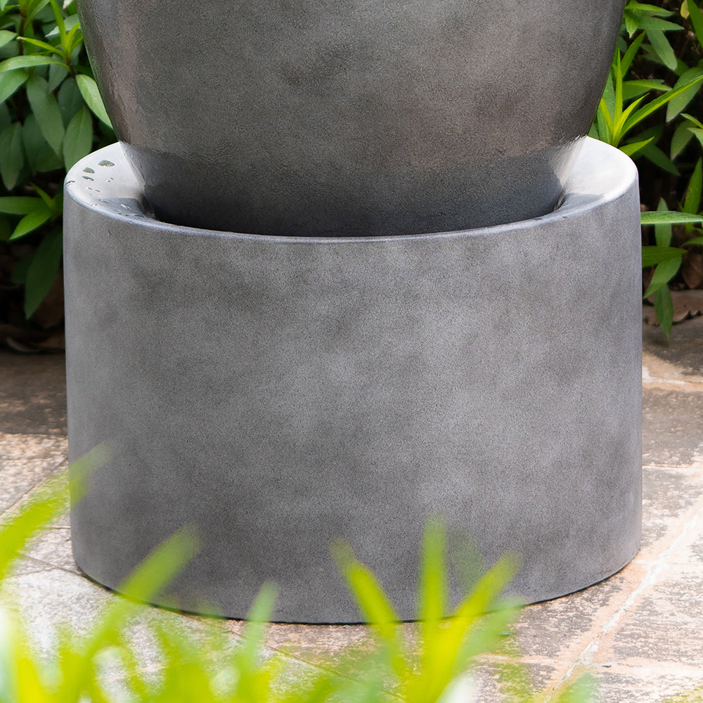 19.5x19.5x32.5' Heavy Outdoor Cement Fountain Antique Gray, Cute Unique Urn Design Water feature For Home Garden, Lawn, Deck & Patio