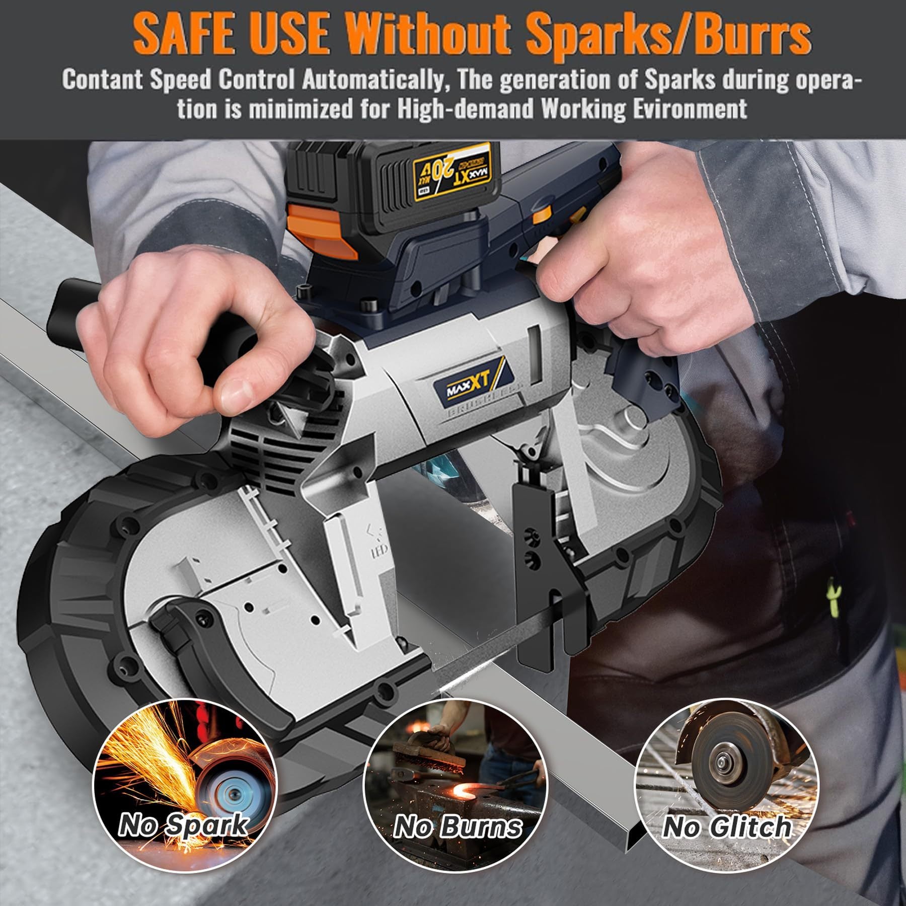 MAXXT 20V Cordless Bandsaw | 5" Deep Cut Brushless Saw with 4Ah Battery