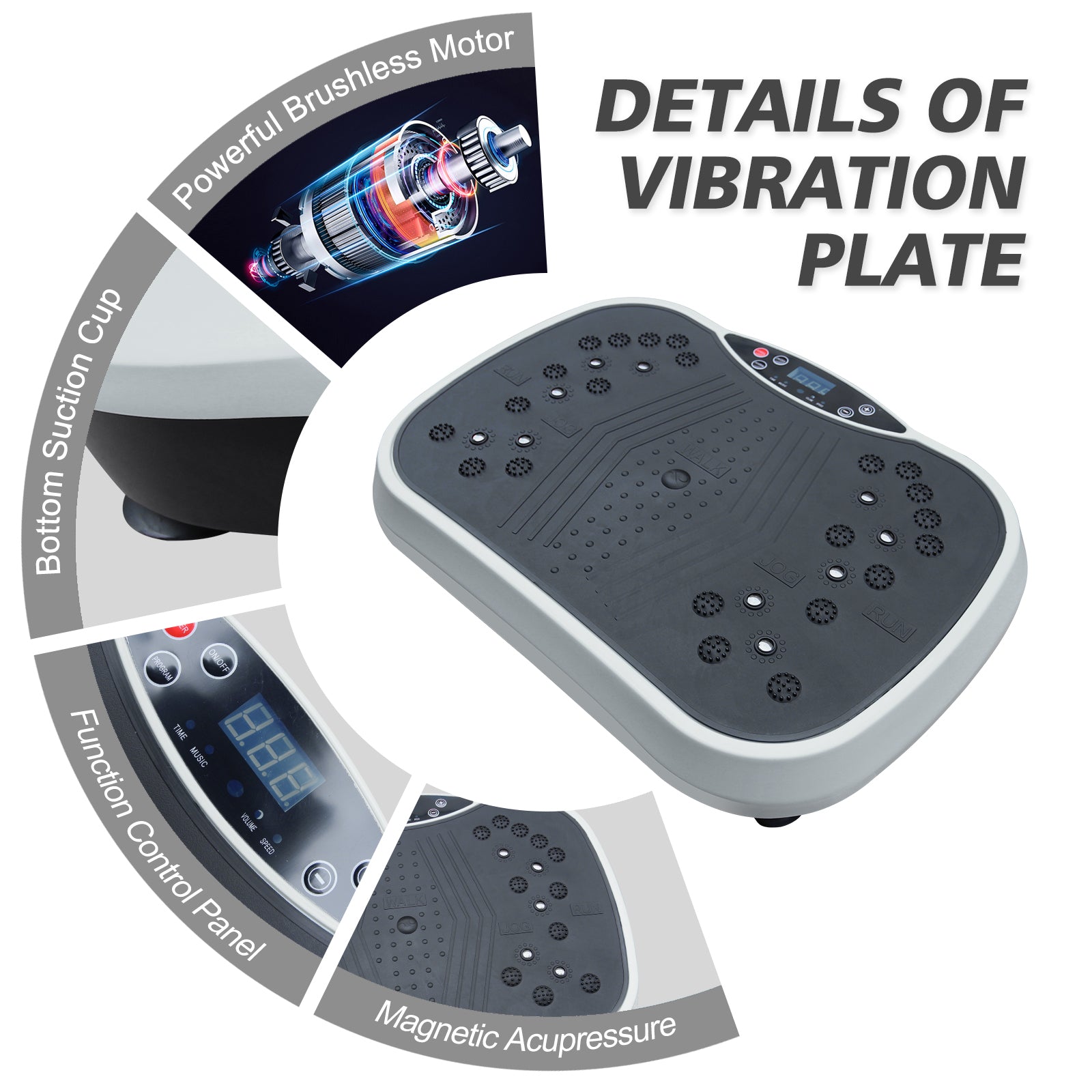Vibration Plate Exercise Machine – Whole Body Vibration Fitness Platform for Weight Loss & Toning, Home Workout Equipment, Grey