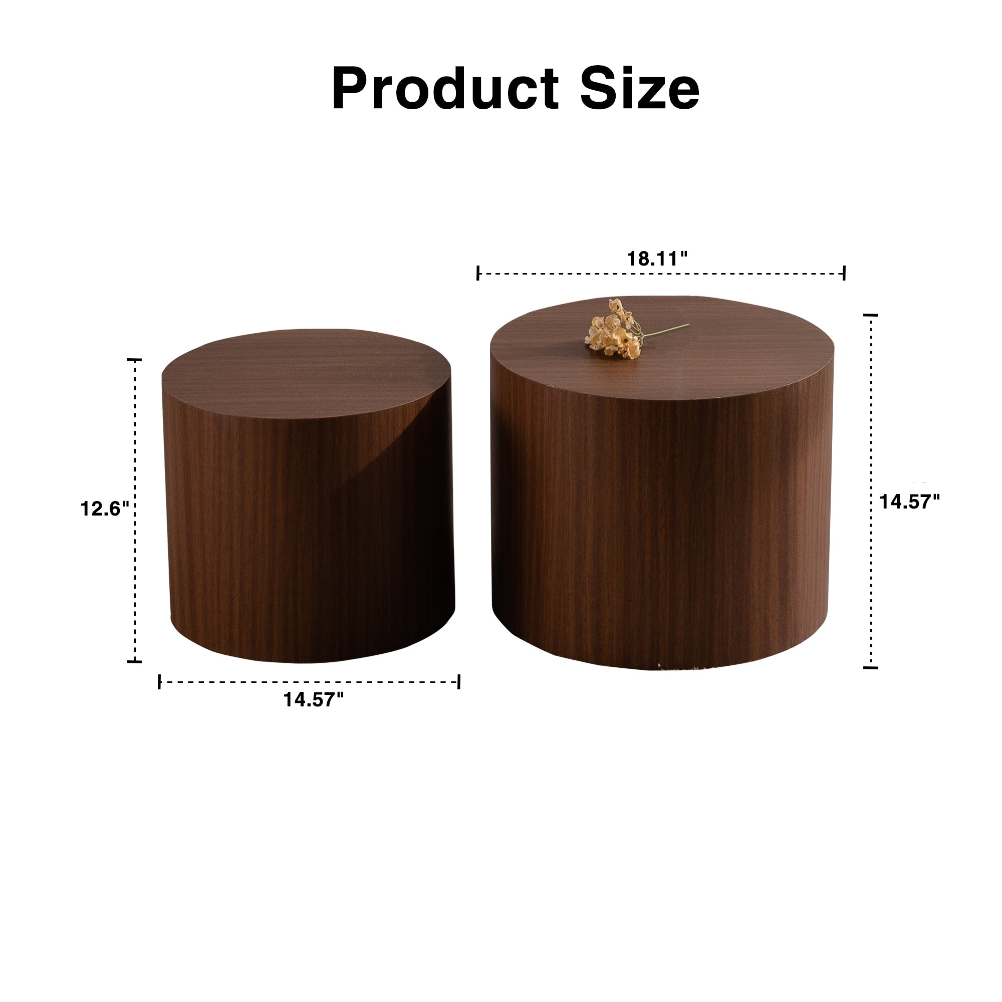 Nesting Coffee Table Set of 2 Round Wooden Coffee Tables Circle Modern Table for Small Space Living Room Bedroom Accent End Side Table