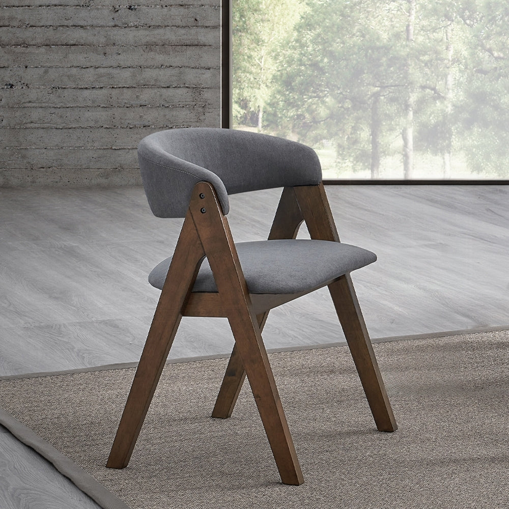 Walnut Finish Side Chairs Set of 2, Upholstered Seat and Back Wooden Modern Dining Furniture
