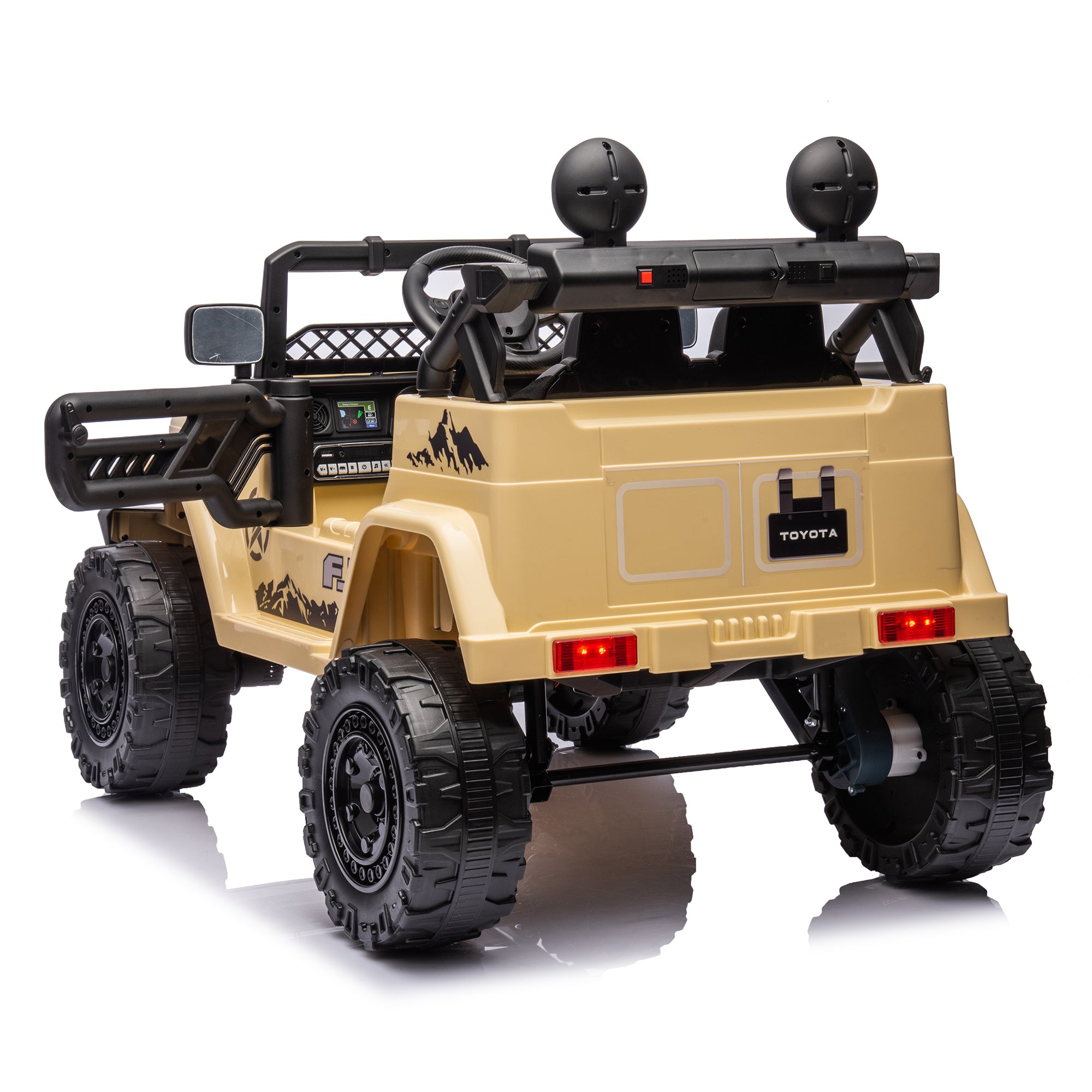 Licensed TOYOTA FJ Cruiser 12V Kids Ride-On Car with Parents Remote Control, Three-Speed Adjustable, Power Display, USB, MP3, Bluetooth, LED Lights, Three-Point Safety Belt, Perfect Gift for Kids