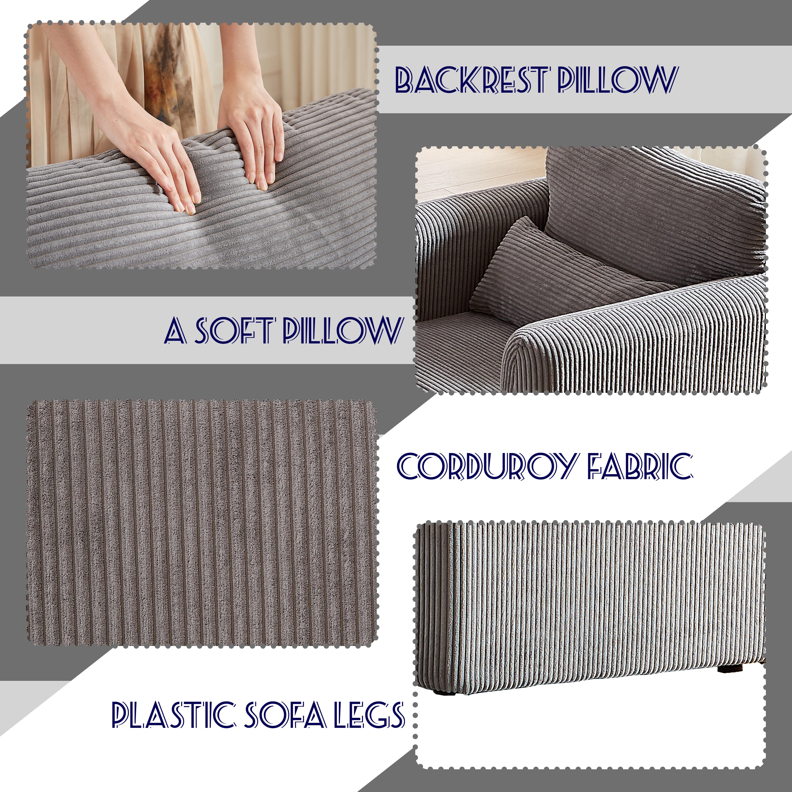 33"Corduroy Fabric Single Sofa, Modern Lounge Chairs Single Sofa with Support Pillow , for Apartment, Office, Living Room & Bedroom