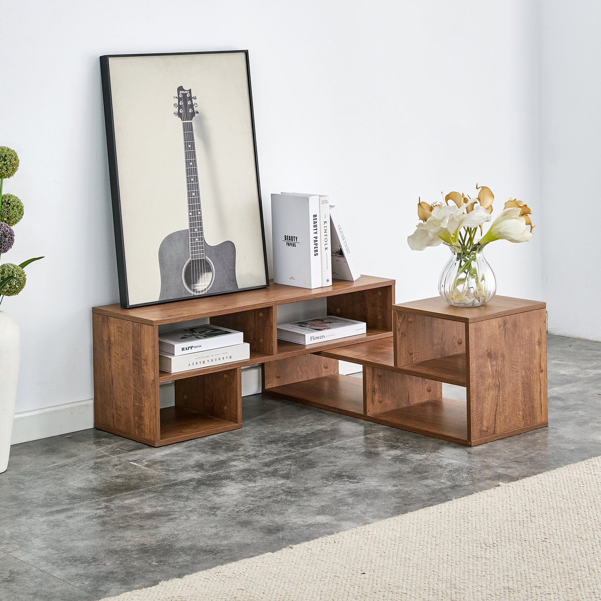2 Pieces Cube TV Stand,Free Combination Gaming Entertainment Center Media Stand,Open Storage Bookcase Shelf for Living Room,2 Shelf Bookcase L-Shaped TV Console Stand
