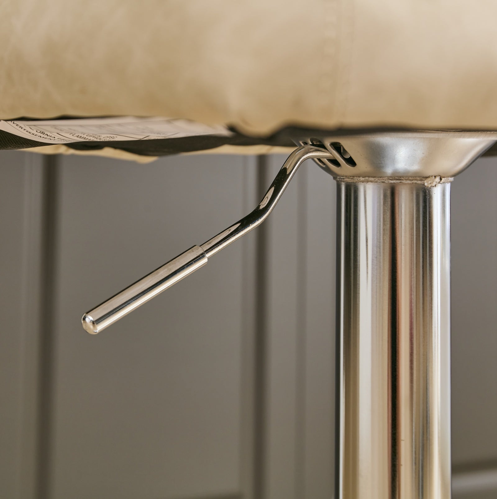 A&A Furniture,Swivel Barstools Adjusatble Seat Height With Chrome Base, Modern PU Upholstered Bar Stools with the whole Back Tufted, for Home Pub and Kitchen Island,Beige, Set of 2