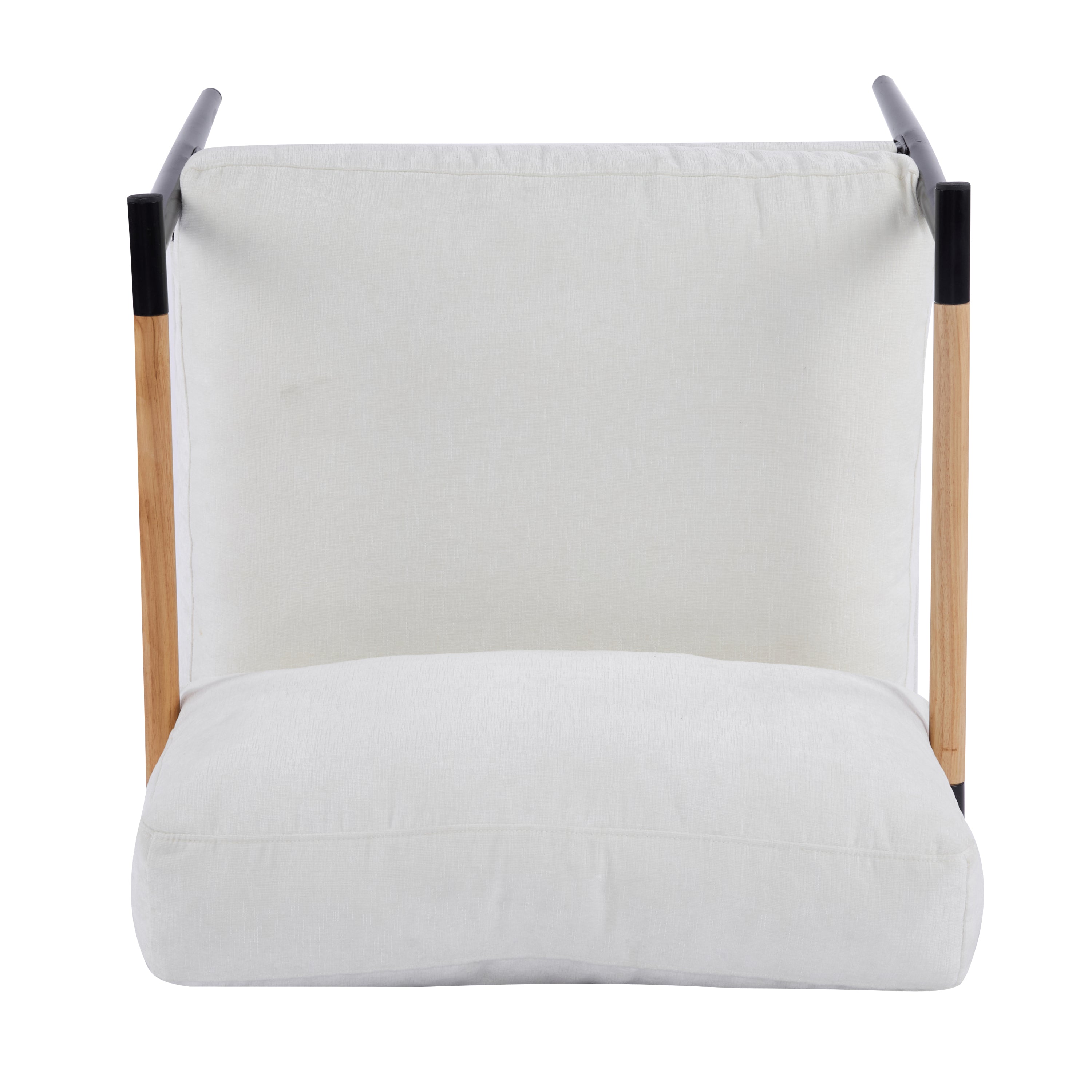 27.56" Modern Accent Chair with Plush Cushions, Minimalist Metal Frame and Wooden Armrests – Ideal for Living Room, Bedroom, or Office Seating