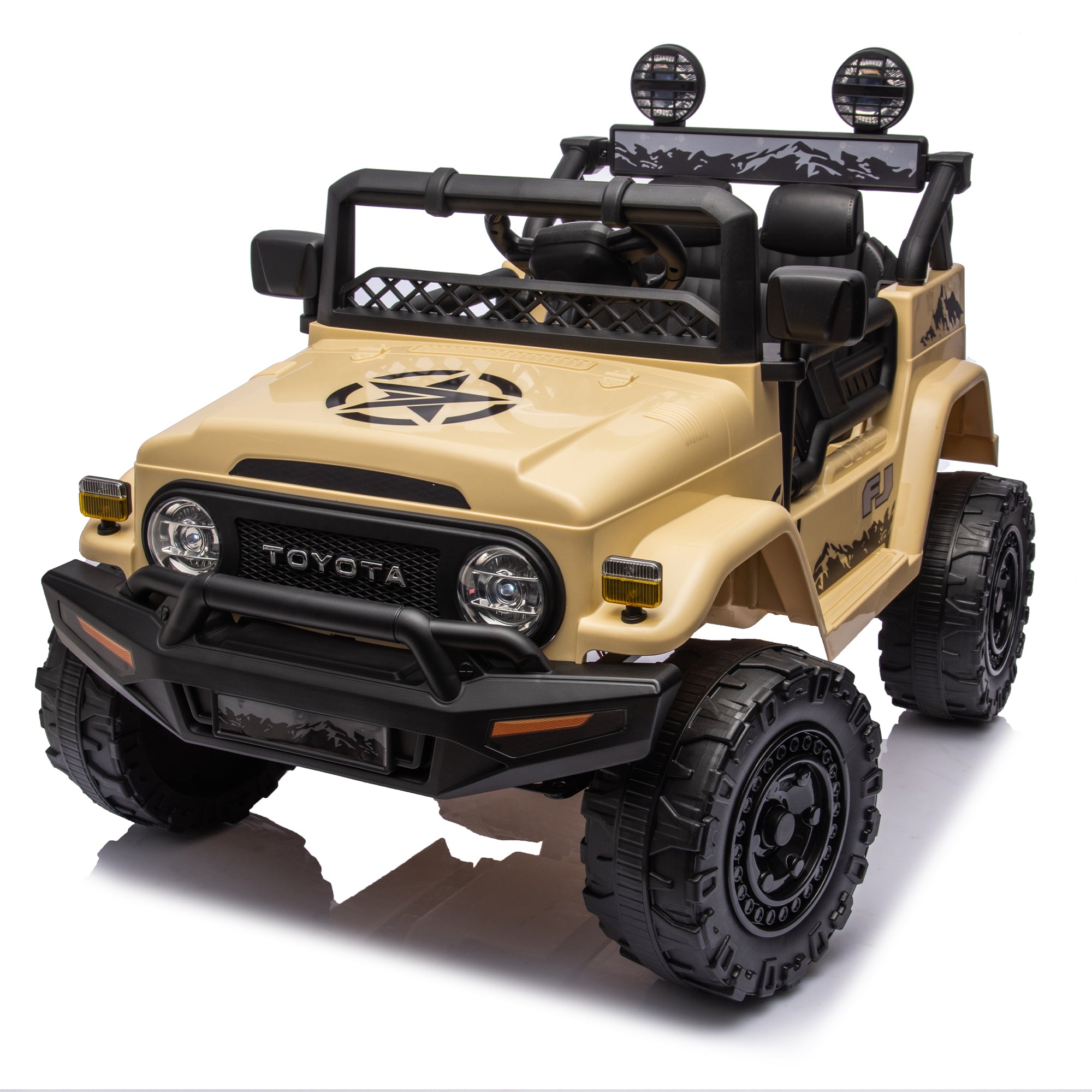 Licensed TOYOTA FJ Cruiser 12V Kids Ride-On Car with Parents Remote Control, Three-Speed Adjustable, Power Display, USB, MP3, Bluetooth, LED Lights, Three-Point Safety Belt, Perfect Gift for Kids